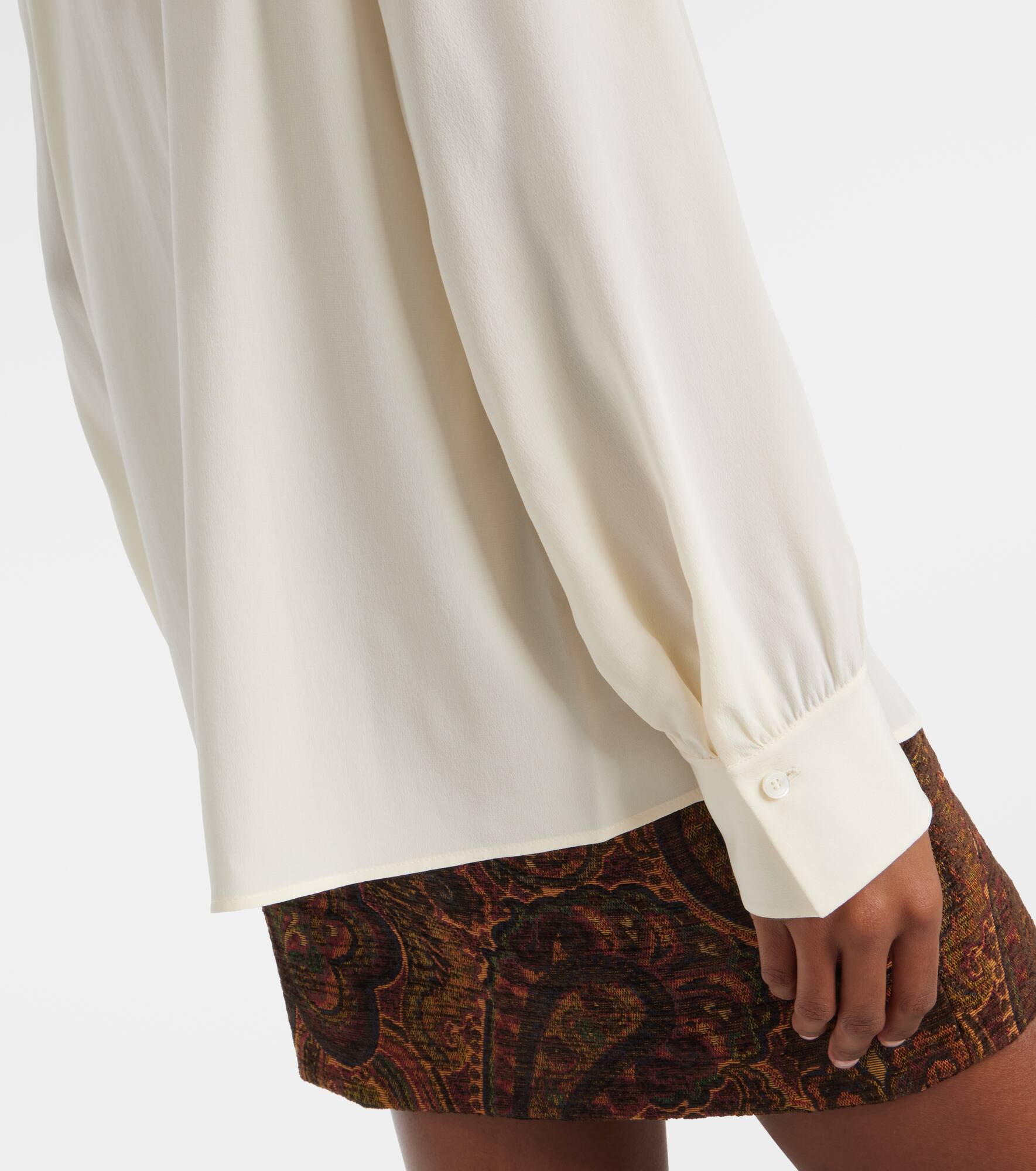 Lace-trimmed silk crêpe de chine blouse - 5