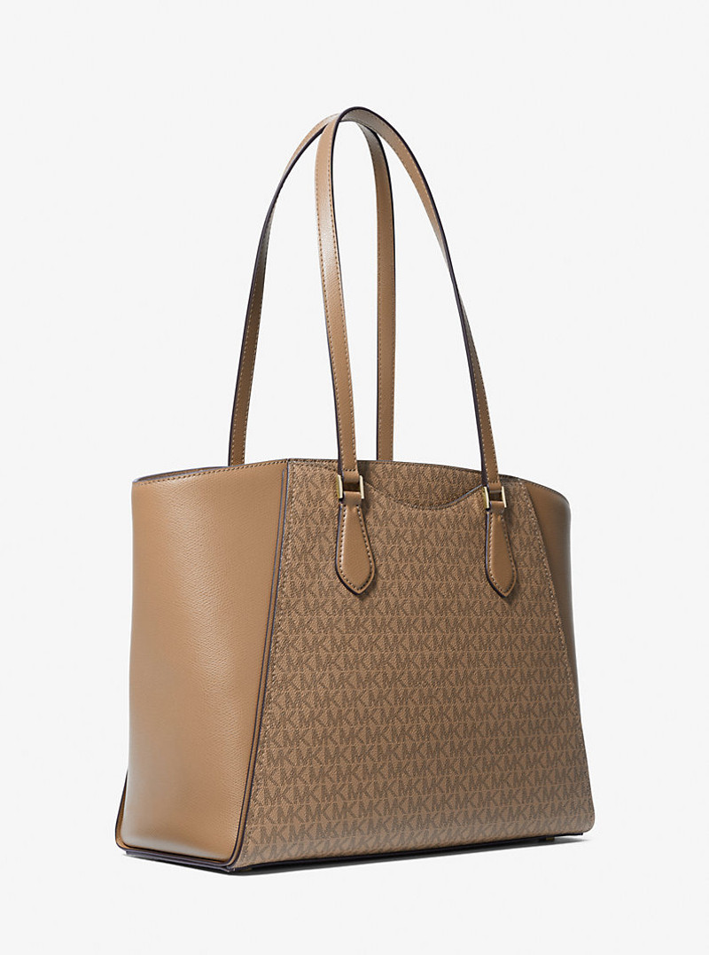 Taryn Large Signature Logo and Leather Tote Bag 3