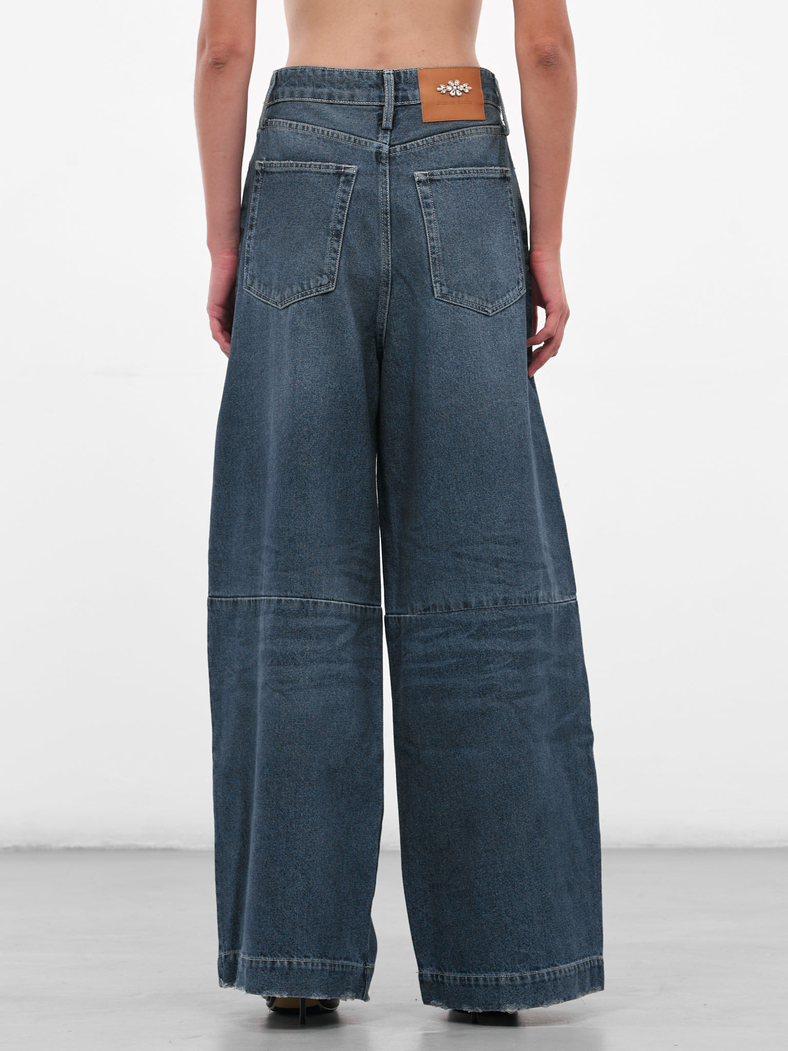 Blue Distressed Denim Puddle Jeans - 3