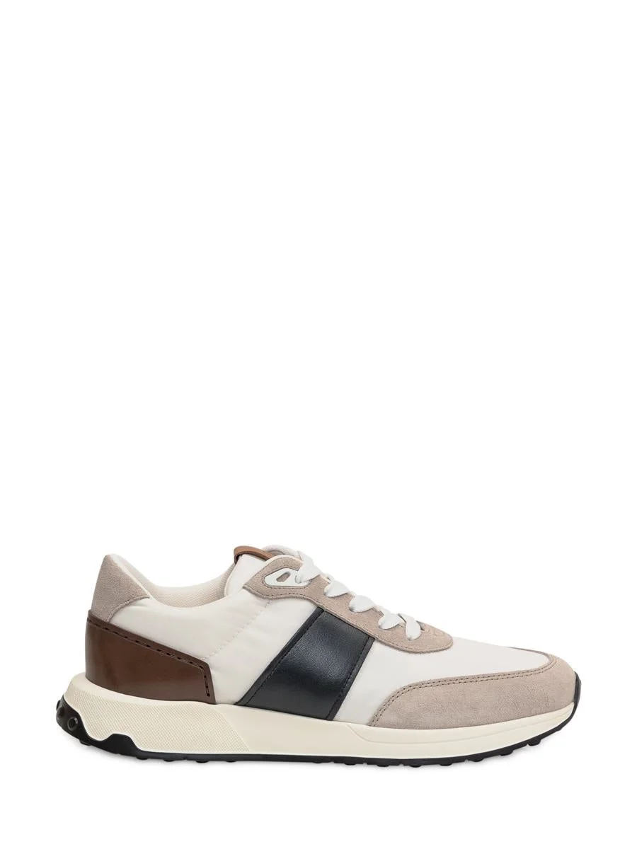 Tod'S elegant sporty sneakers in white leather and suede running mid volume 63k - 1