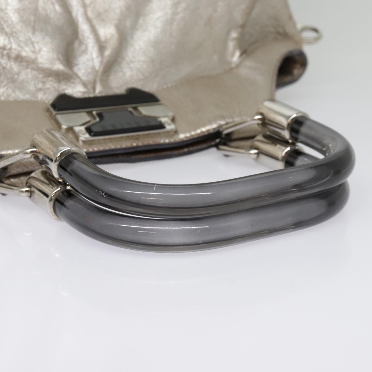 CELINE Hand Bag Leather Silver - 7