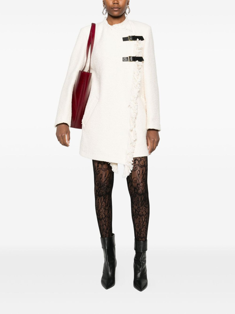 Isabel Marant Garmia fringed buckle-fastening coat outlook