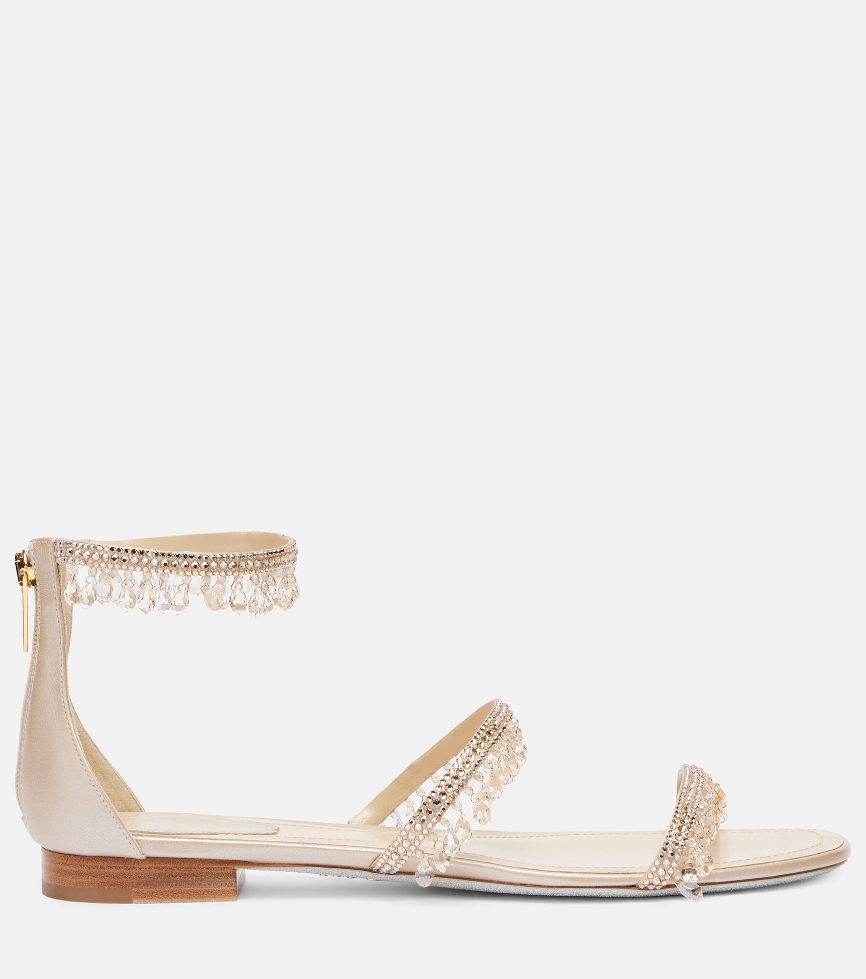 Chandelier embellished satin sandals - 4