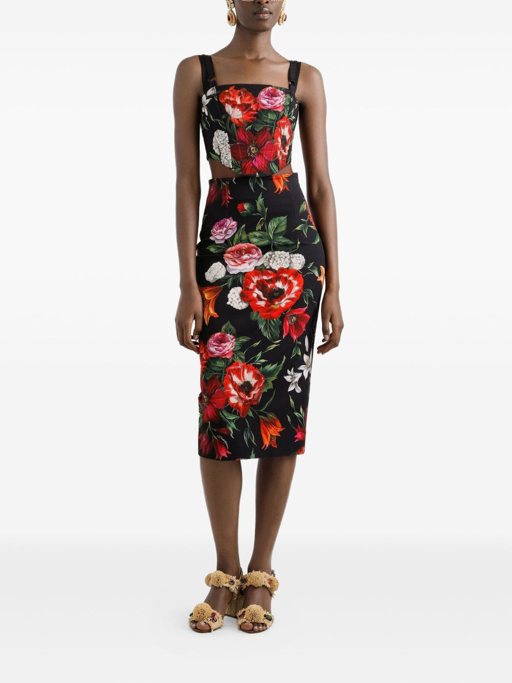 Anemone-print midi skirt - 2