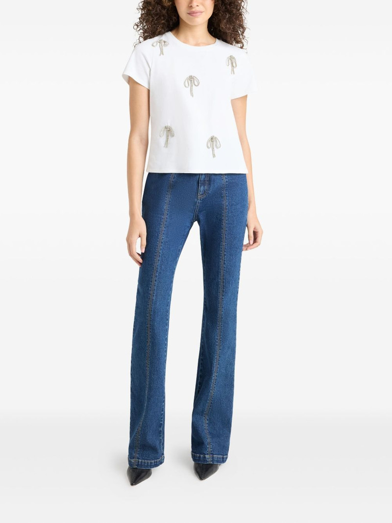 Cinq à Sept Corded rhinestone bow T-hirt outlook