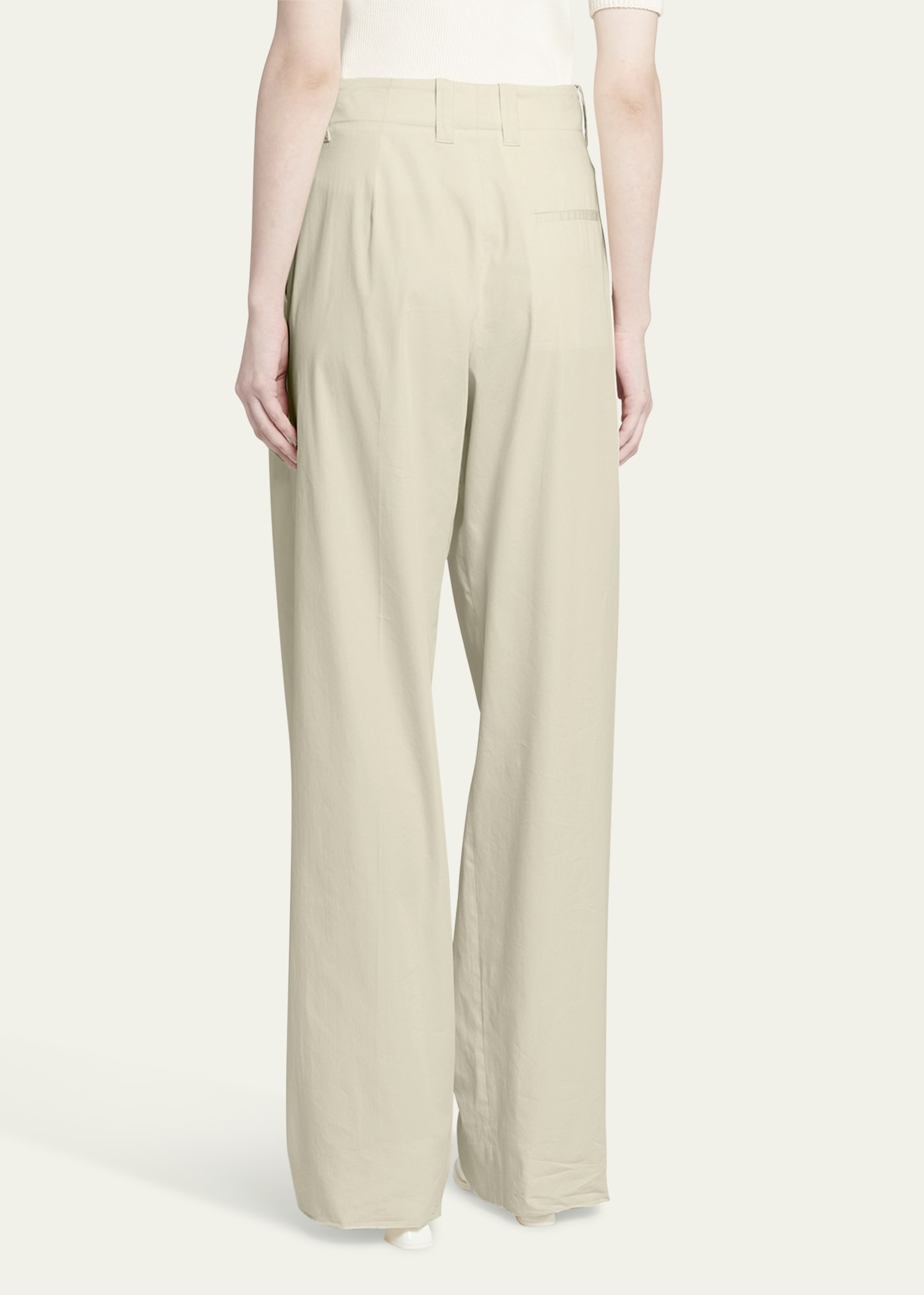 Pintuck Straight Leg Technical Cotton Trousers - 3