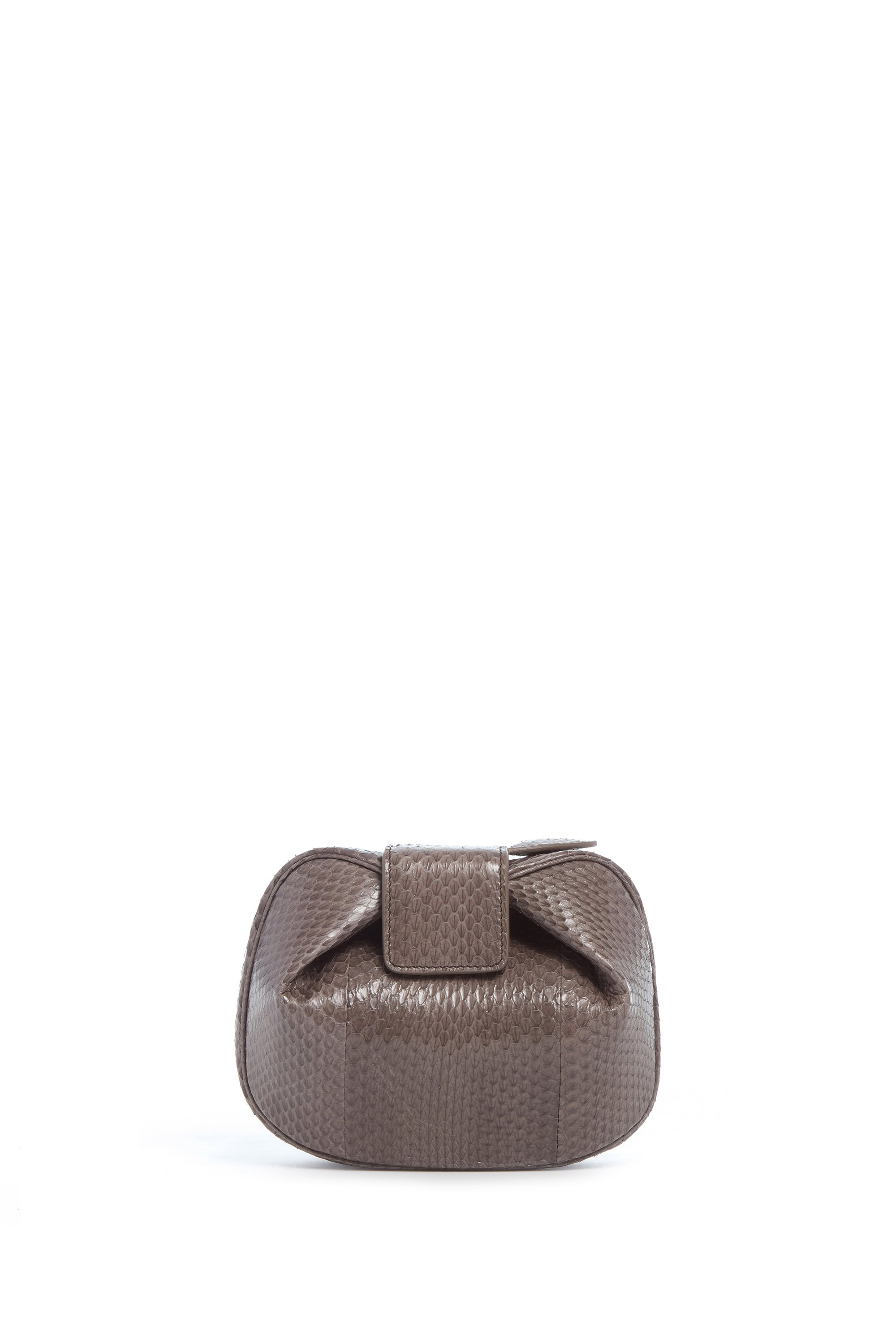 Soft Demi Clutch in Charcoal Snakeskin - 2