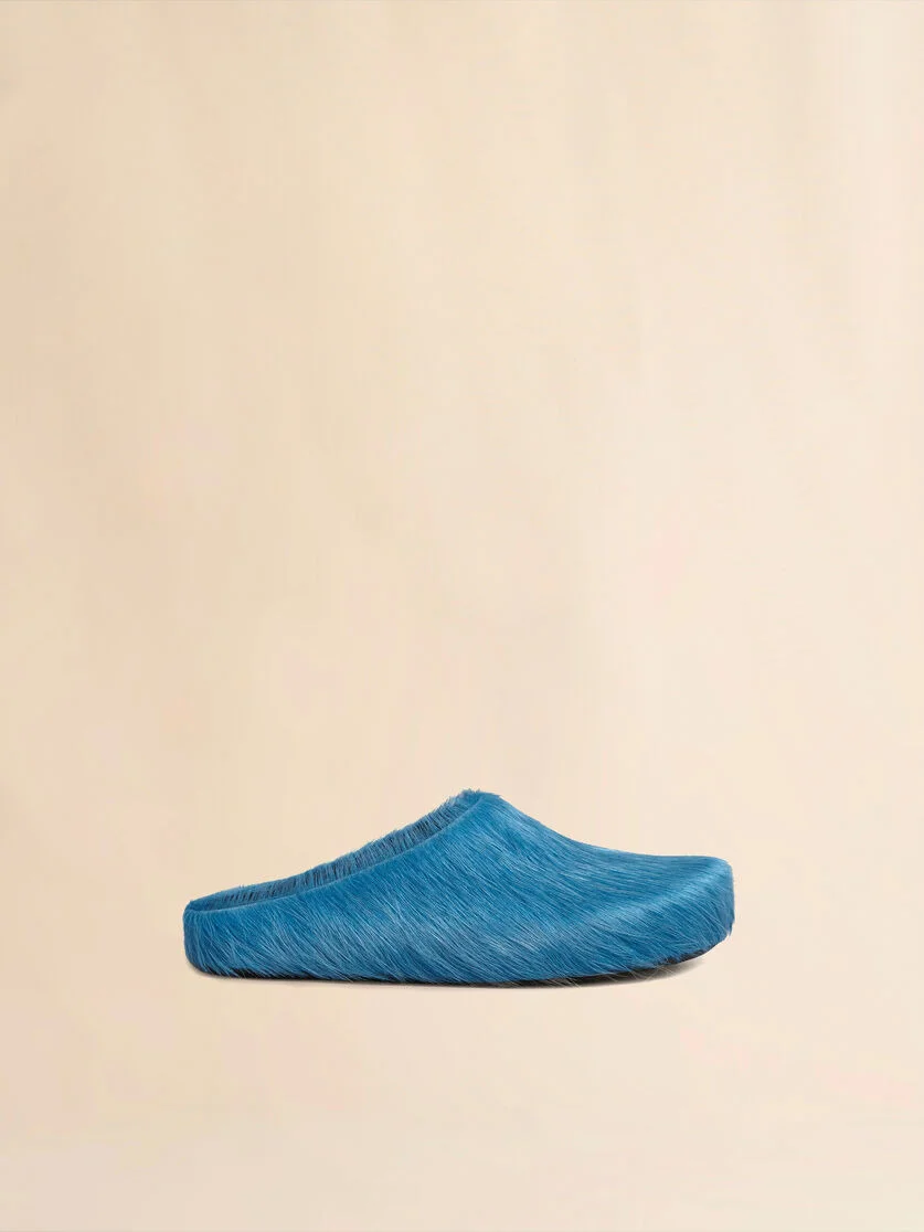 BLUE LONG HAIR CALFSKIN FUSSBETT SABOT - 1