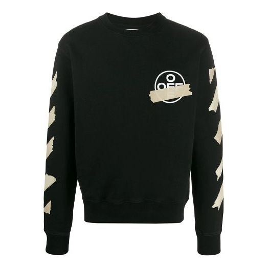 Off-White Tap Arrows Mens Logo Long Sleeve Round Neck Sweater Tape OMBA025R20E300021048 - 1