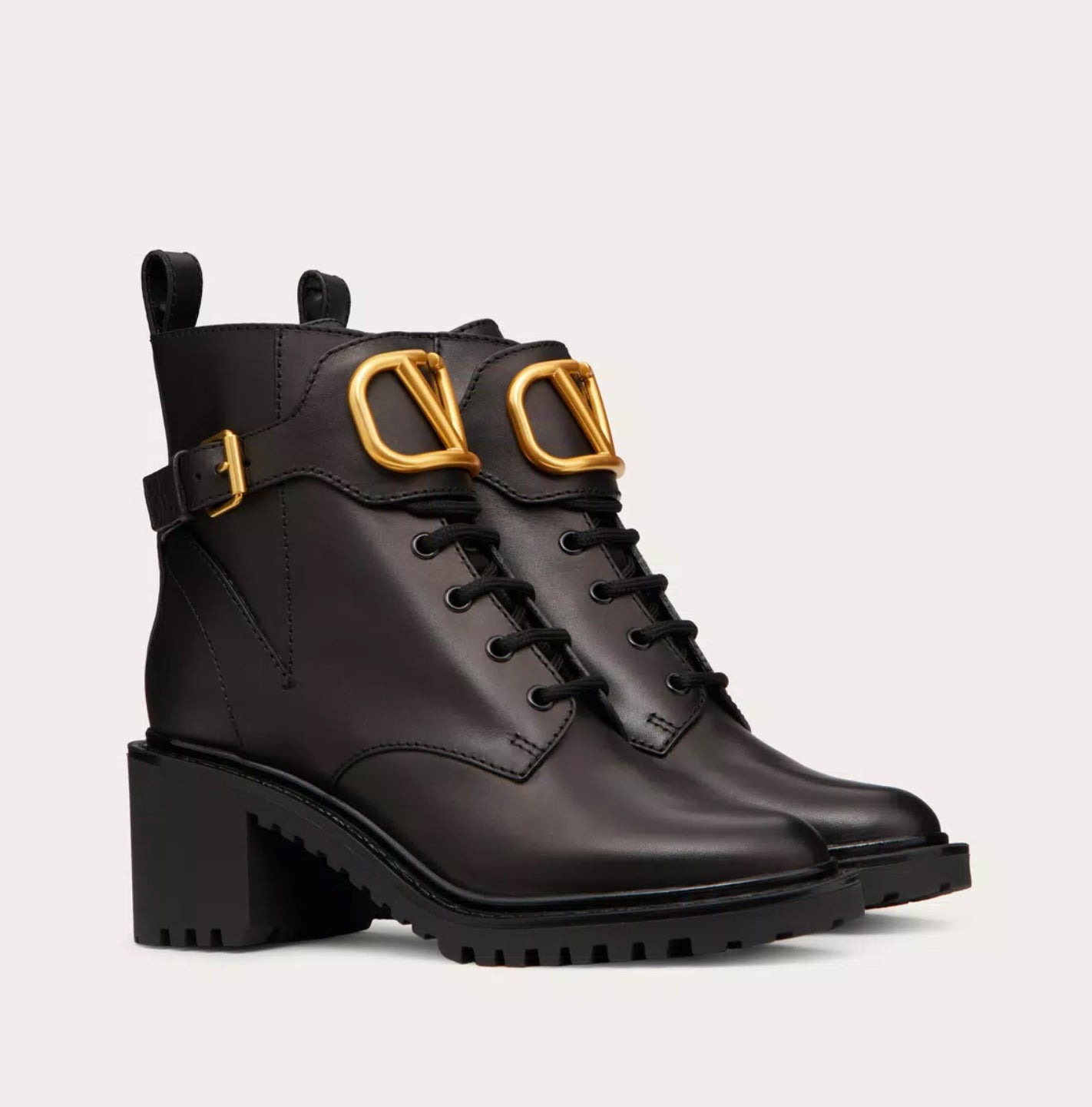 Valentino Vlogo Signature Calfskin Combat Boots - 2