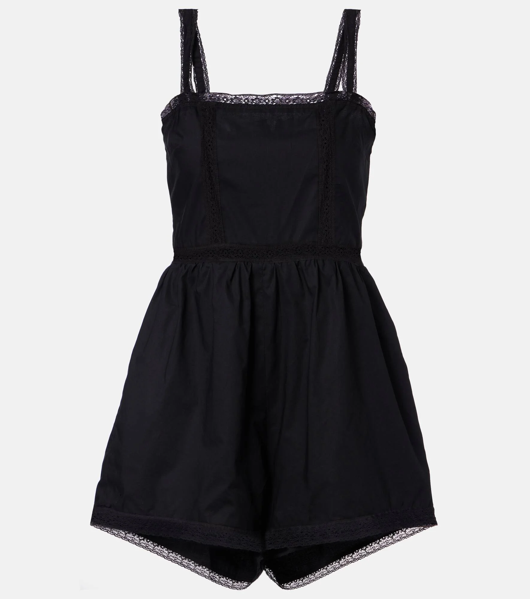 Emilia lace-trimmed cotton romper - 1