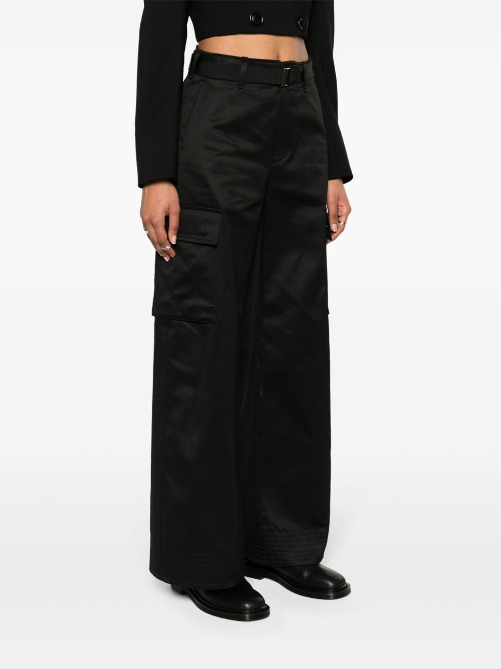 belted wide-leg cargo trousers - 3