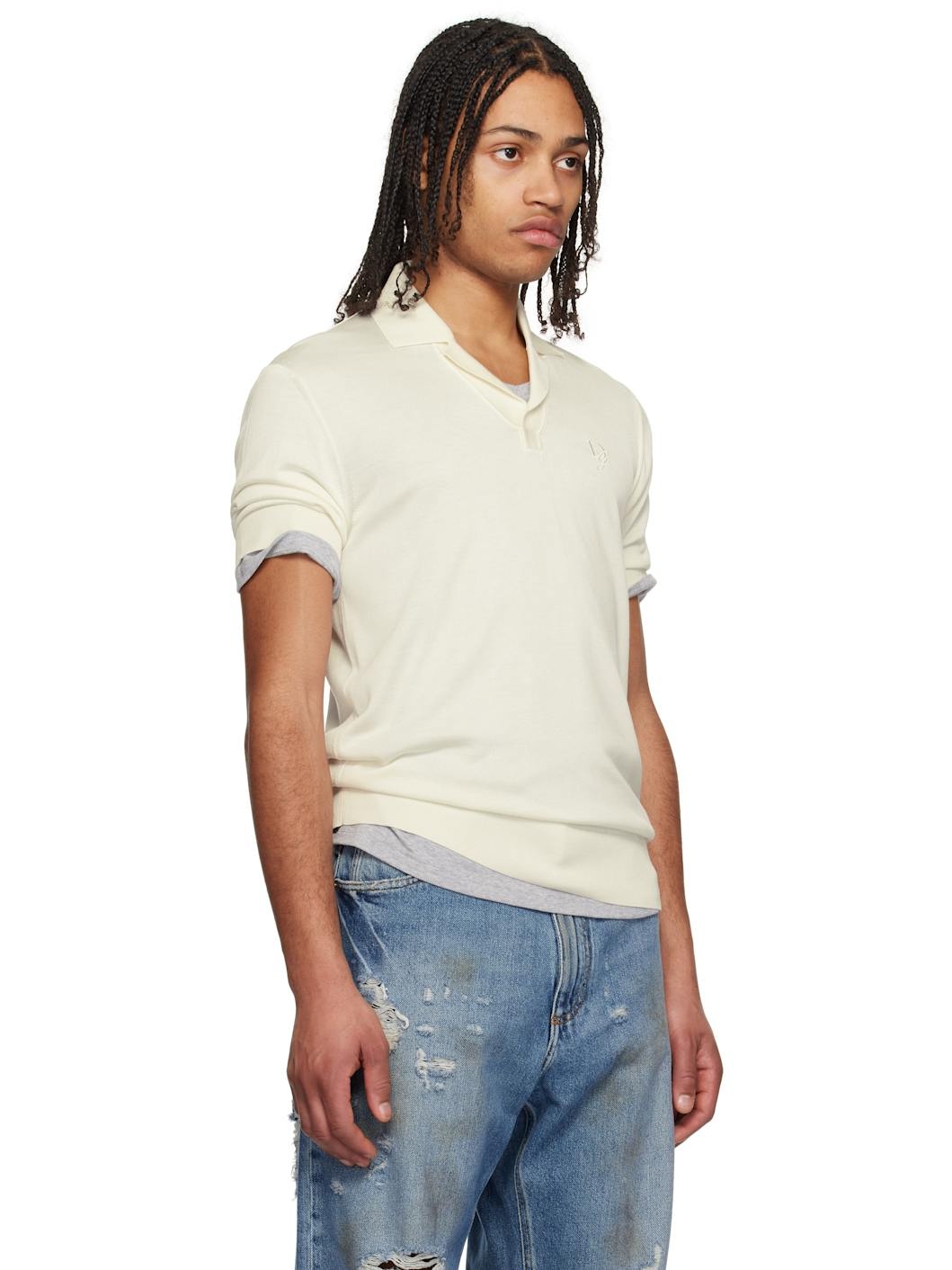 Off-White Logo Embroidered Silk Polo - 2