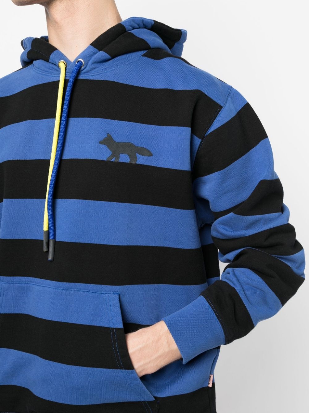 stripe-pattern jersey hoodie - 5