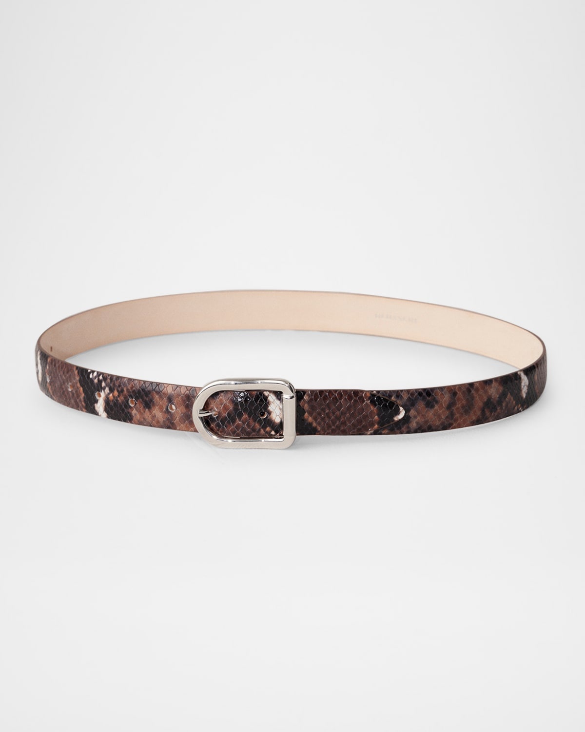 Mija Snake-Embossed Leather Skinny Belt - 1