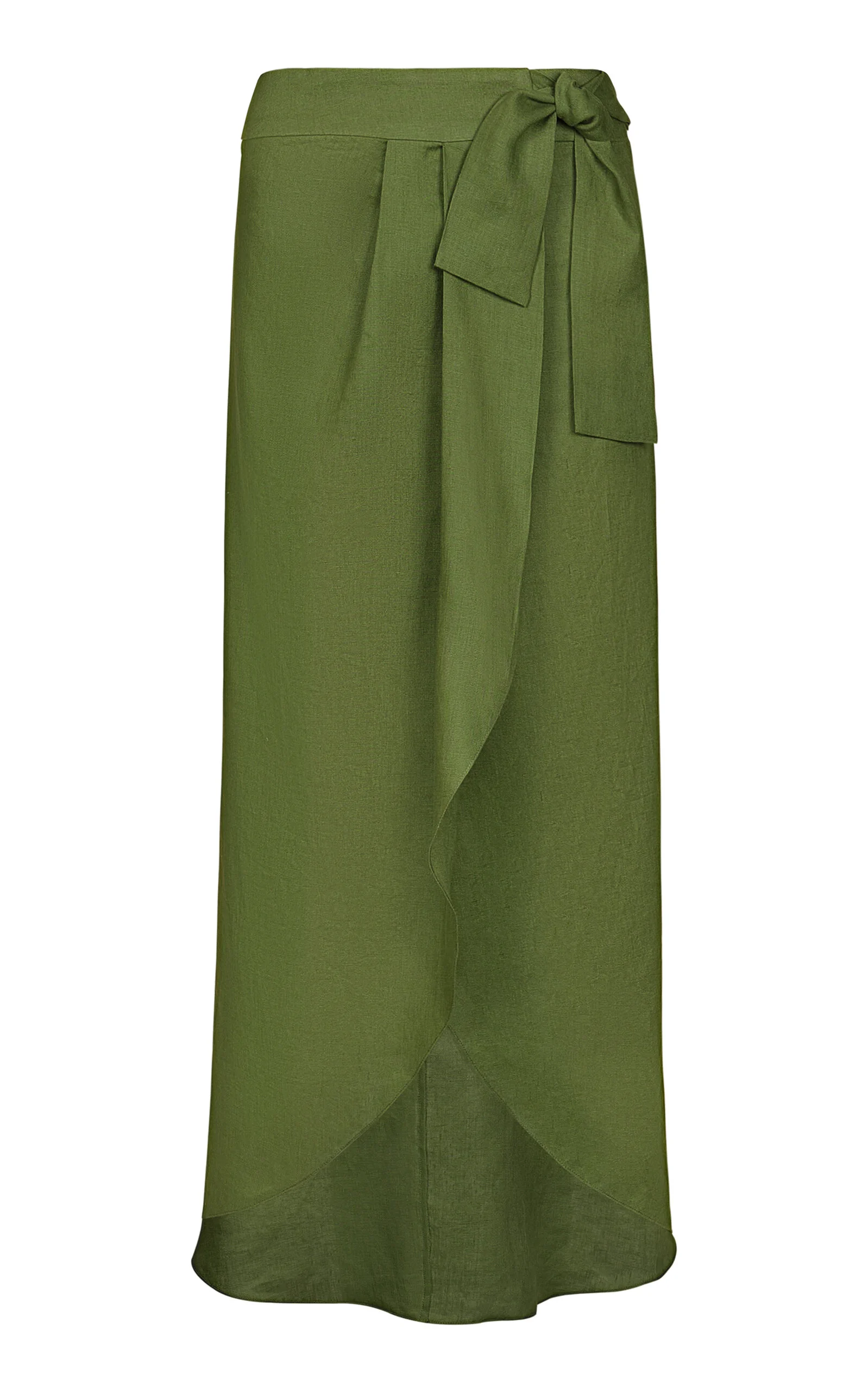 Safari Wrap-Front Linen Maxi Skirt green - 1