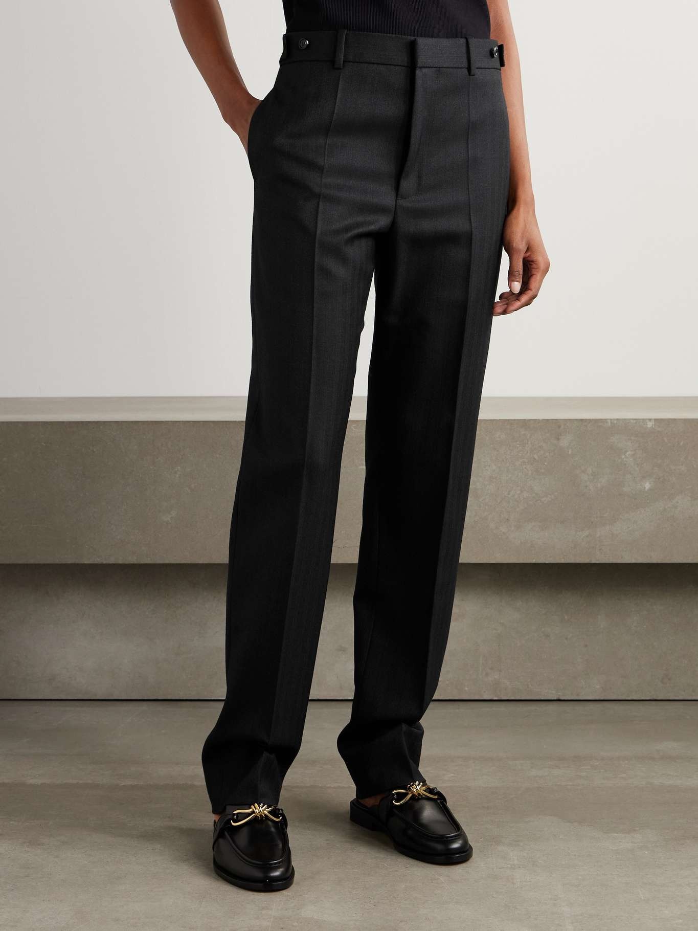 パンツ BOTTEGA VENETA Wool trousers BLACK BOTTEGA VENETA Pleated wool-twill pants | NET-A-PORTER
