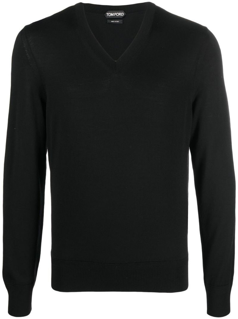 V-neck wool jumper - 1