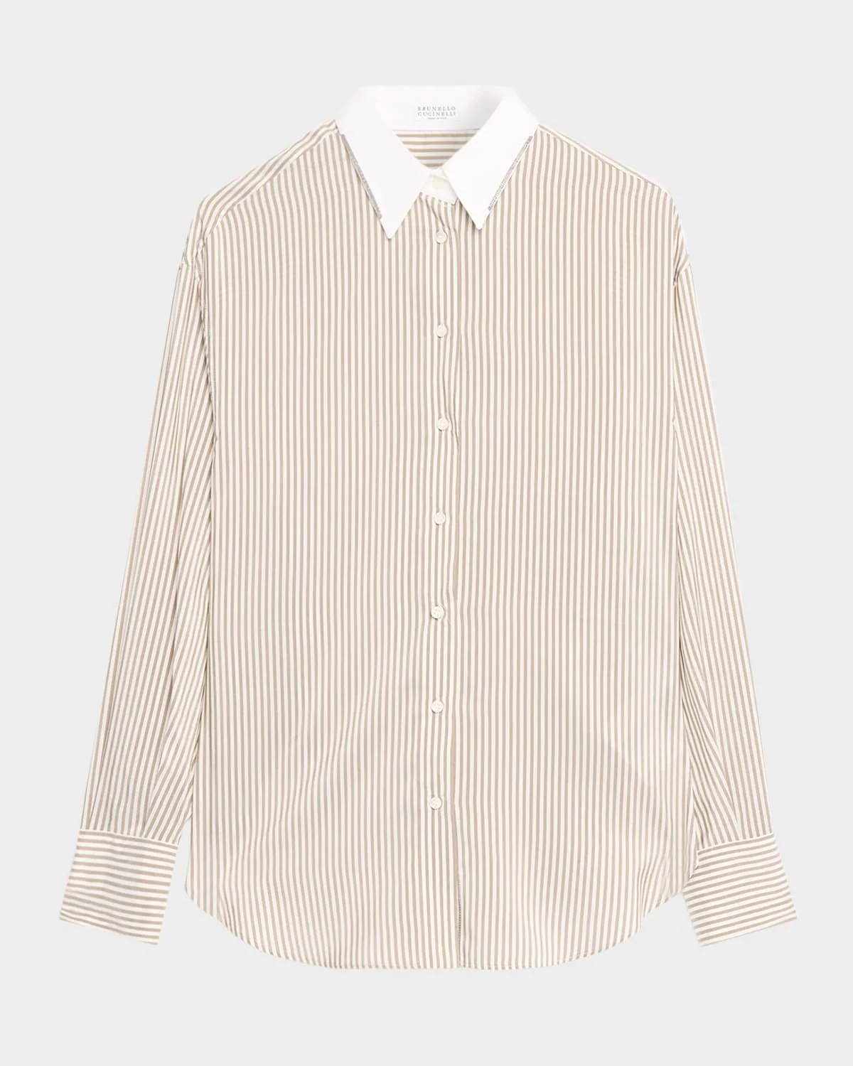 Silk-Blend Striped Buttoned Shirt - 1
