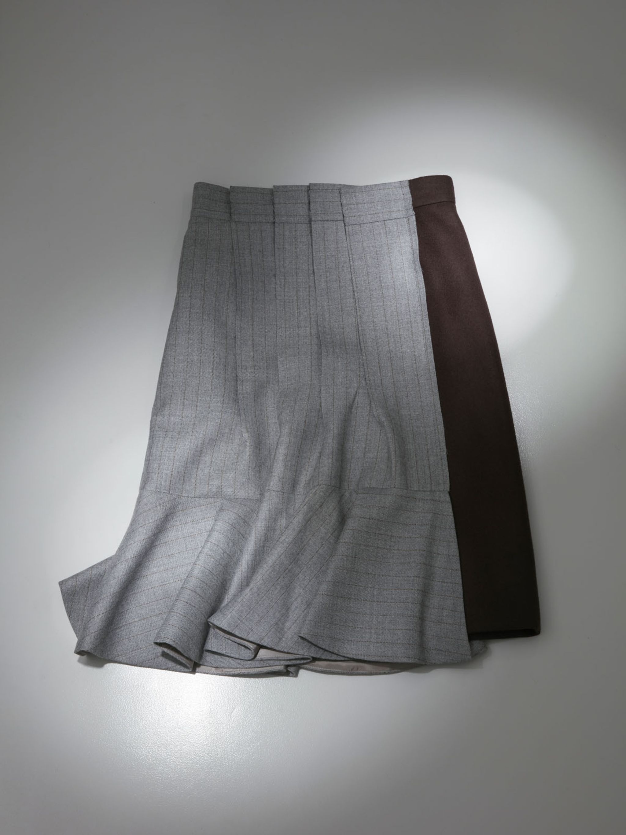 Wool Melton Mix Chalk Stripe Skirt - 2
