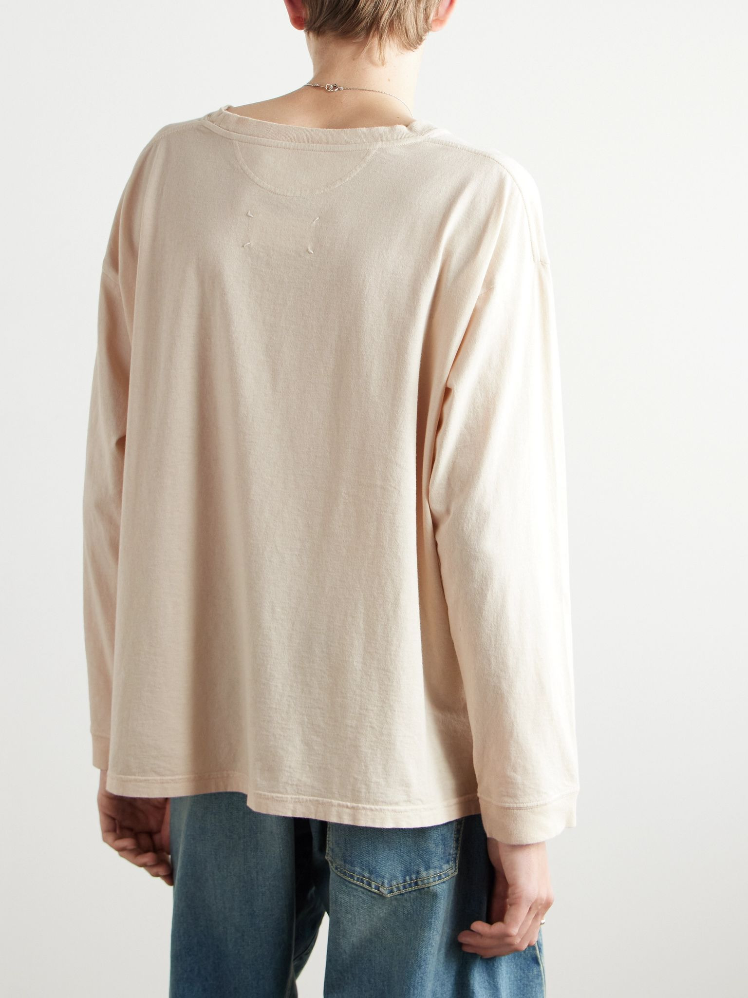 Logo-Print Cotton-Jersey T-Shirt Ecru - 3
