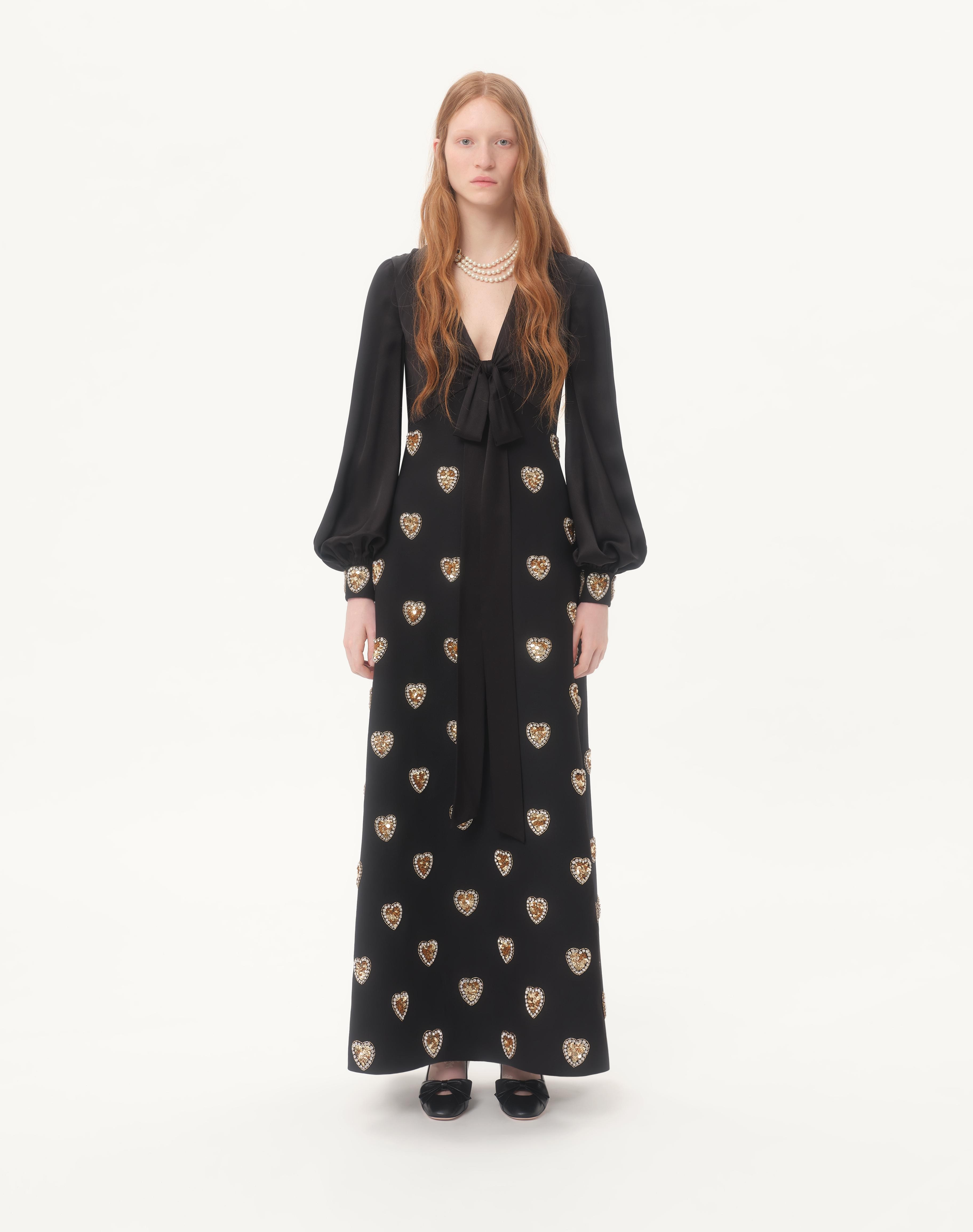 EMBROIDERED CREPE COUTURE LONG DRESS - 5