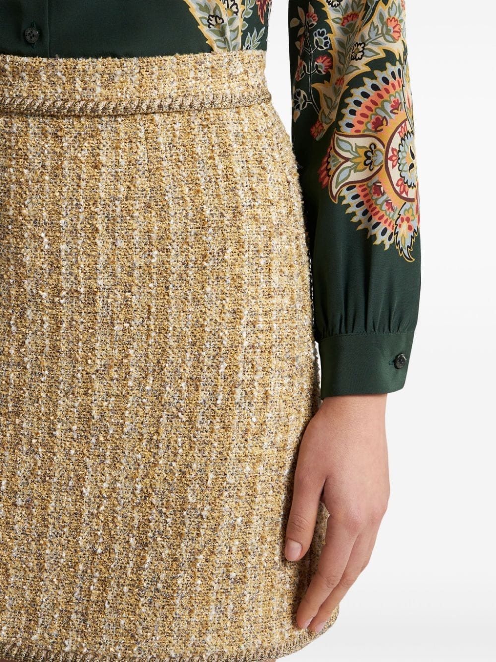 bouclÃ© high-waisted mini skirt - 5