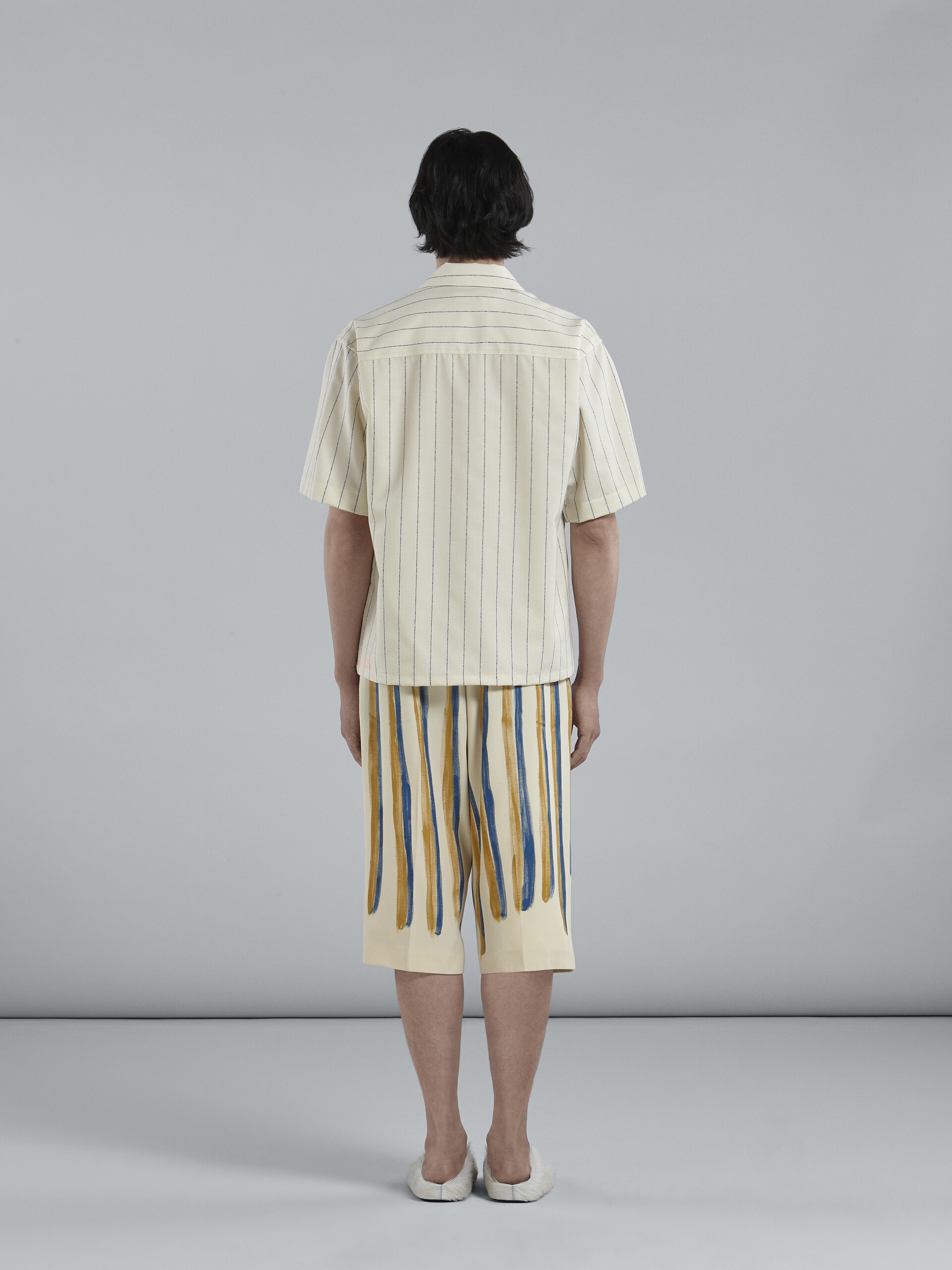 WATERCOLOUR STRIPE GRAIN DE POUDRE CROPPED PANTS - 3