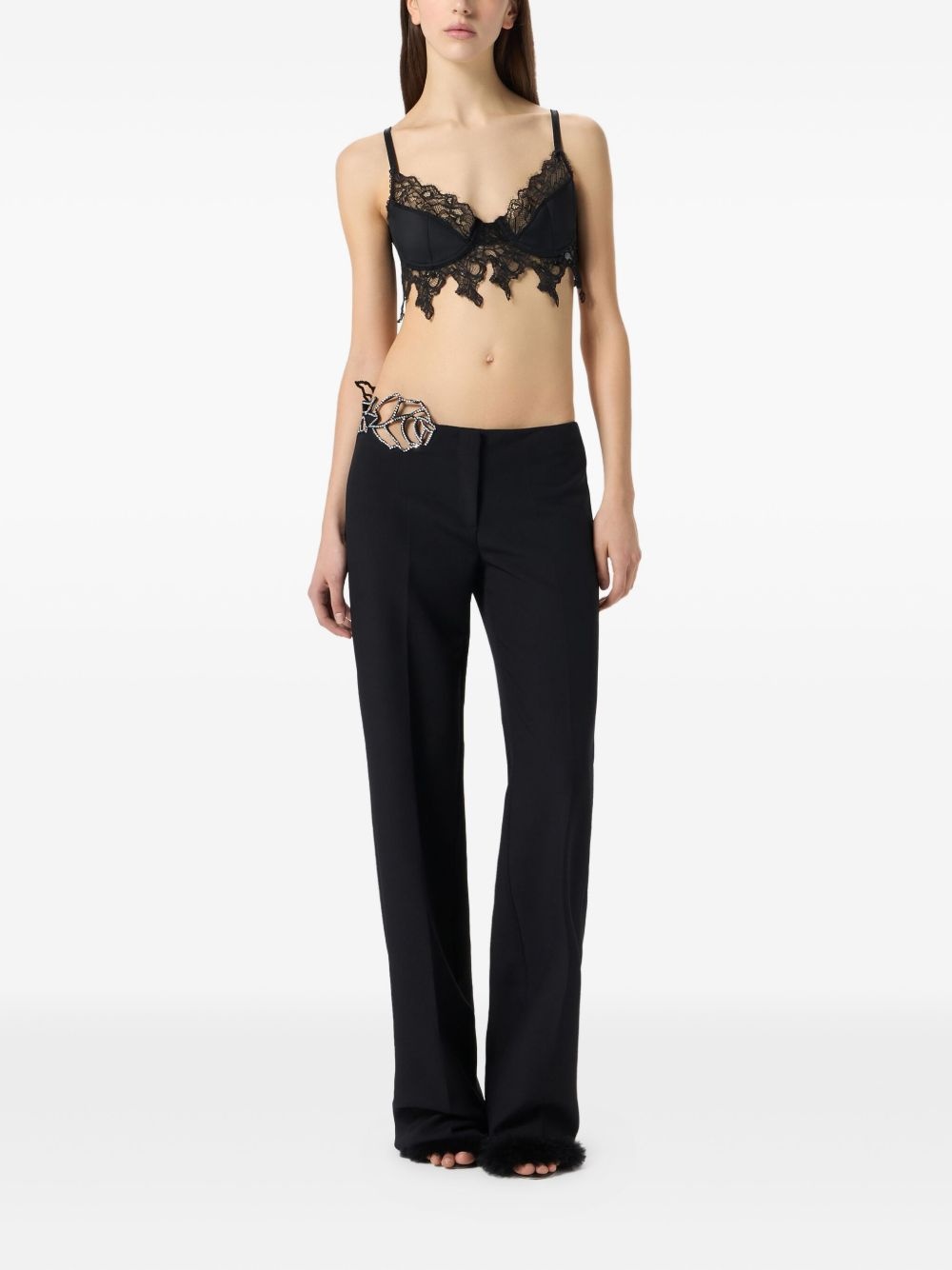 lace-embellished trousers - 2