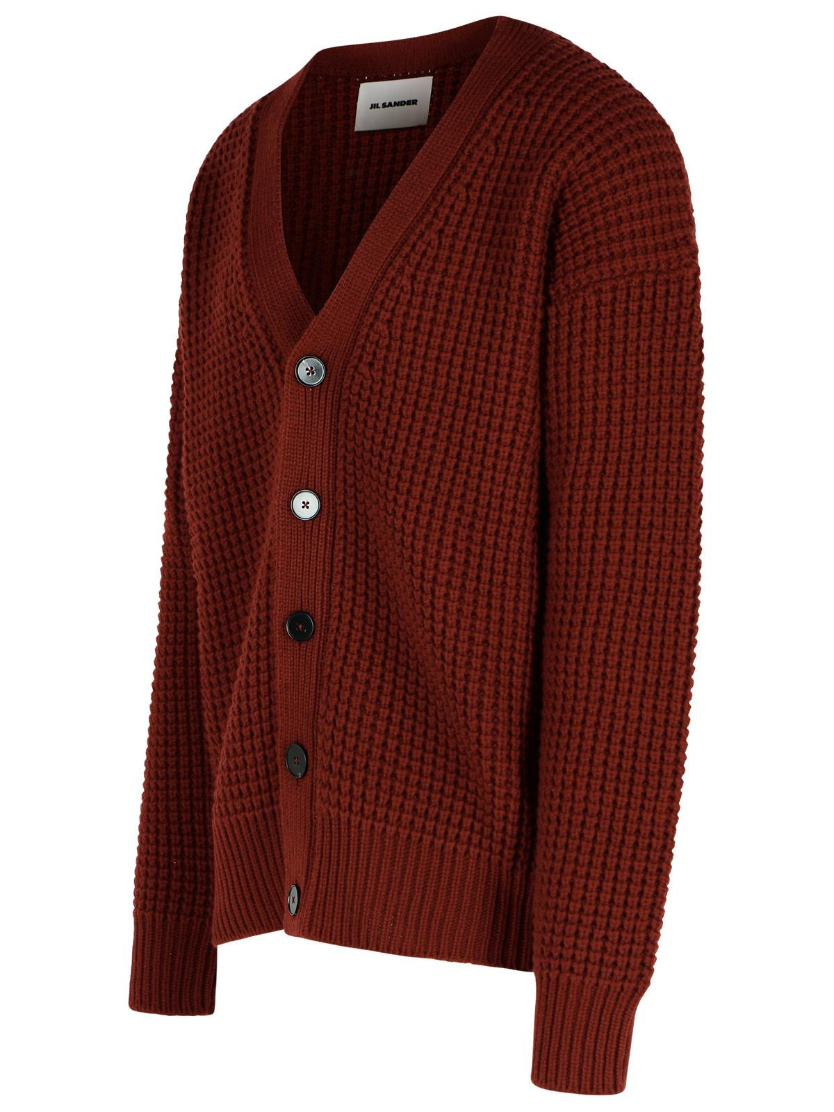 Jil Sander Burgundy Virgin Wool Cardigan Men - 2