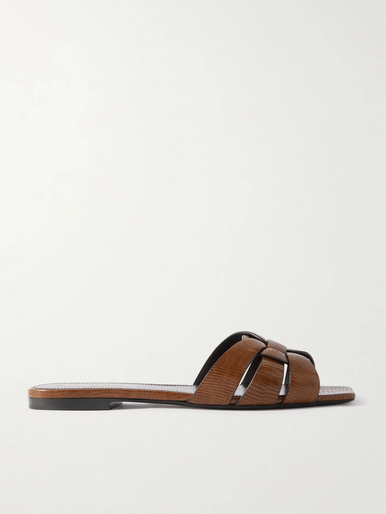 Tribute Lizard-effect Leather Slides - 1