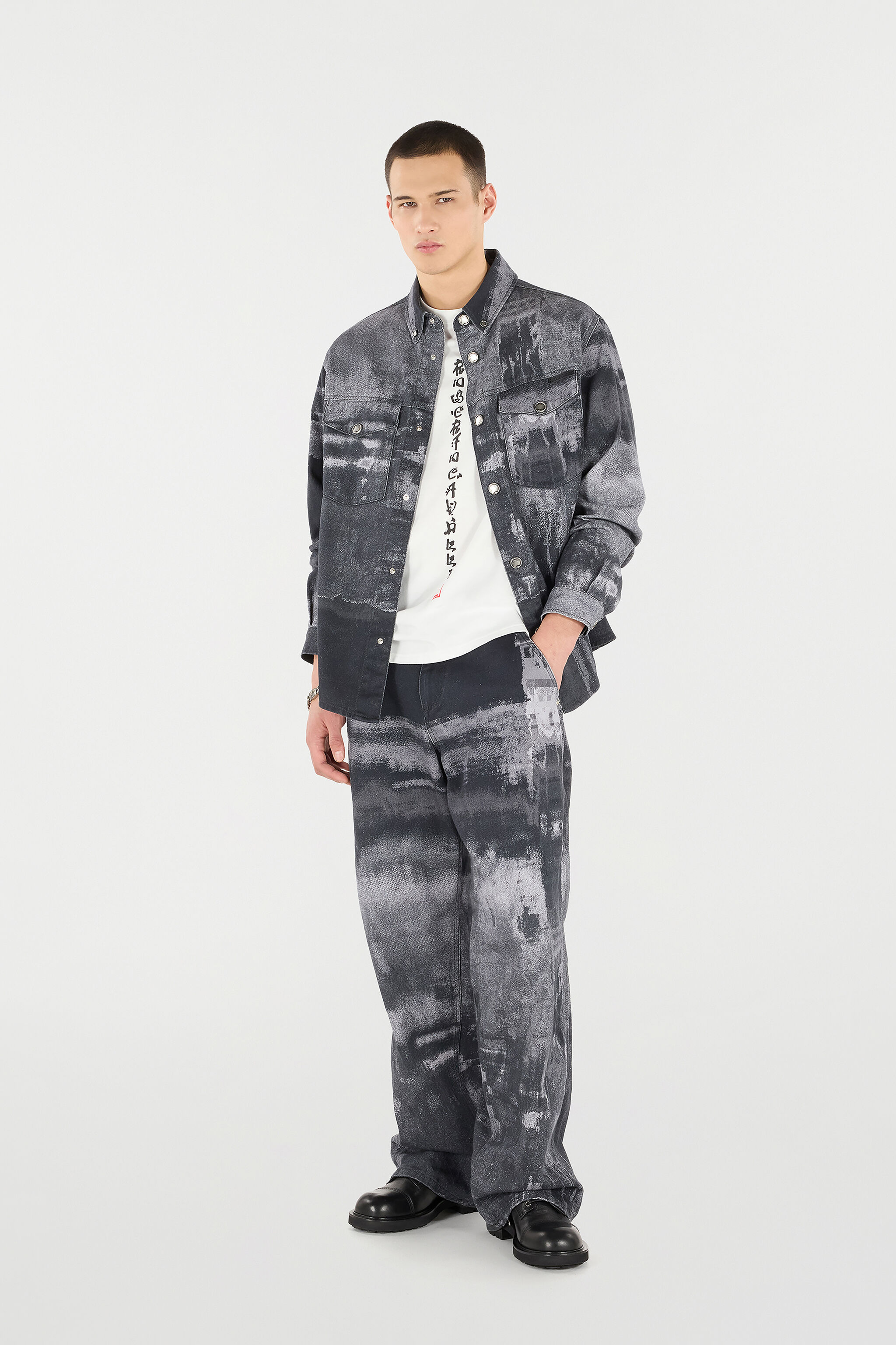Denim Overshirt With Used Effect - 2