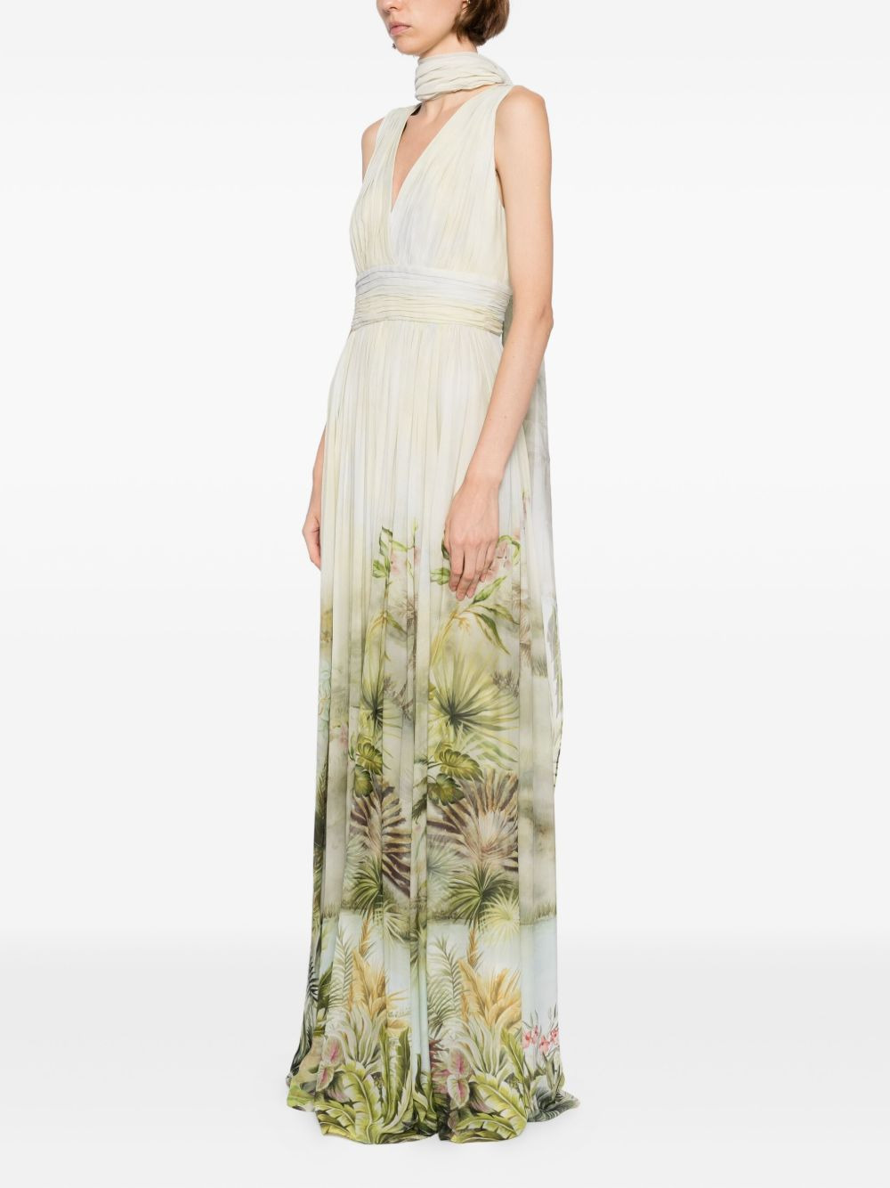printed chiffon long dress - 3