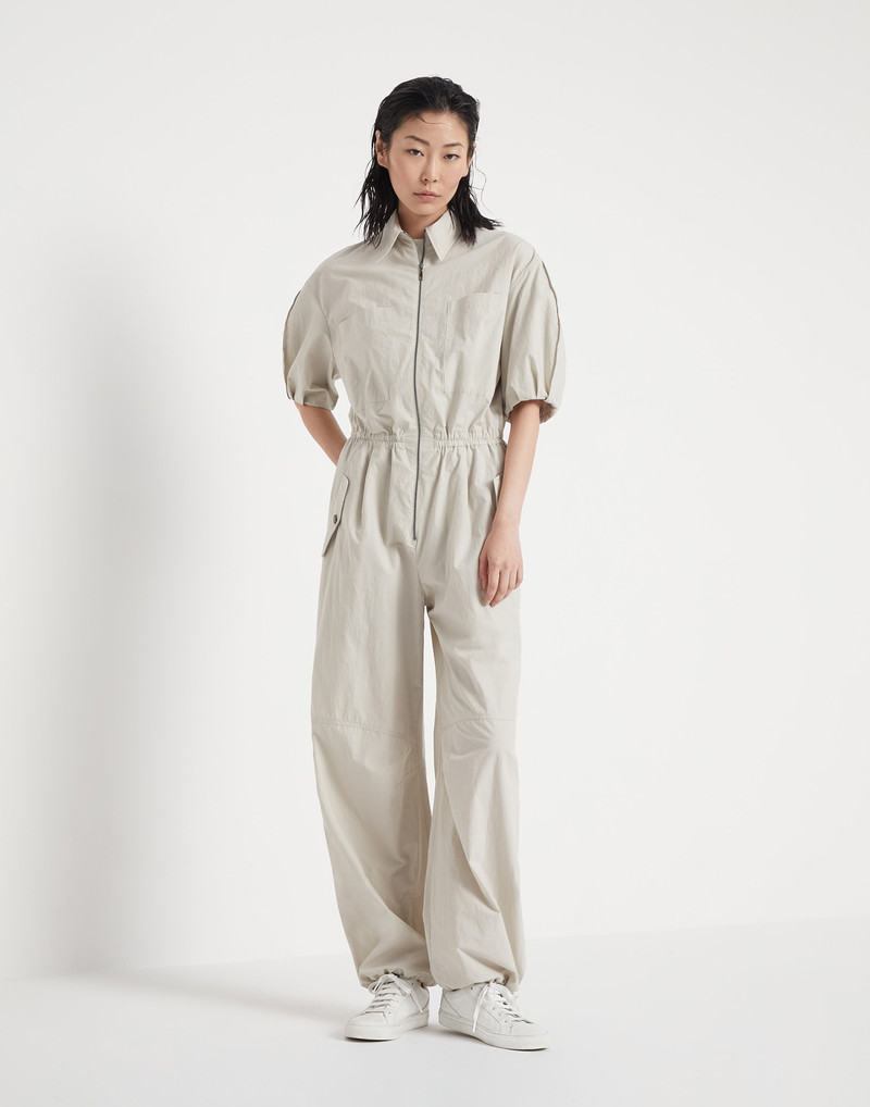 Lightweight wrinkled cotton poplin utility jumpsuit with monili 1