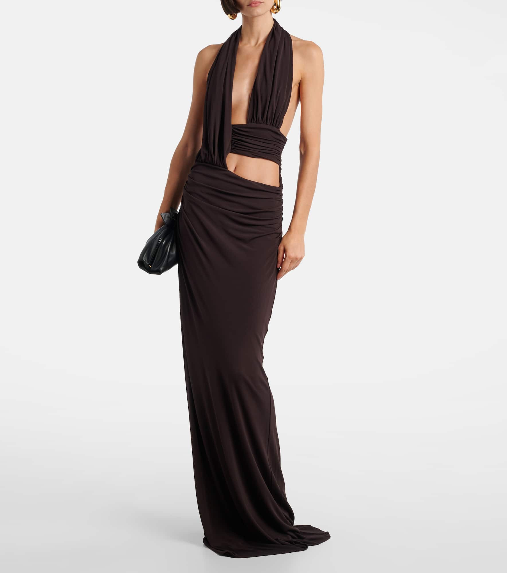 Cutout halterneck jersey maxi dress - 2