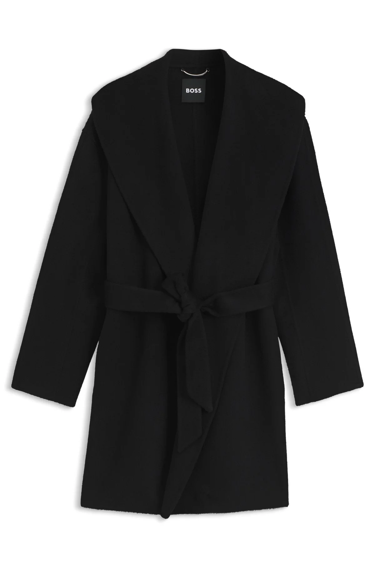 SHAWL-LAPEL WRAP COAT IN A MELANGE WOOL BLEND - 1