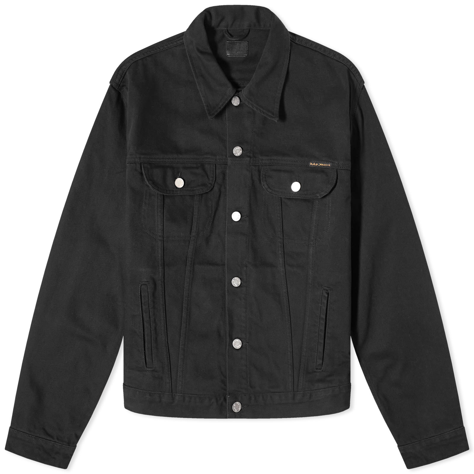 Nudie black denim jacket best sale