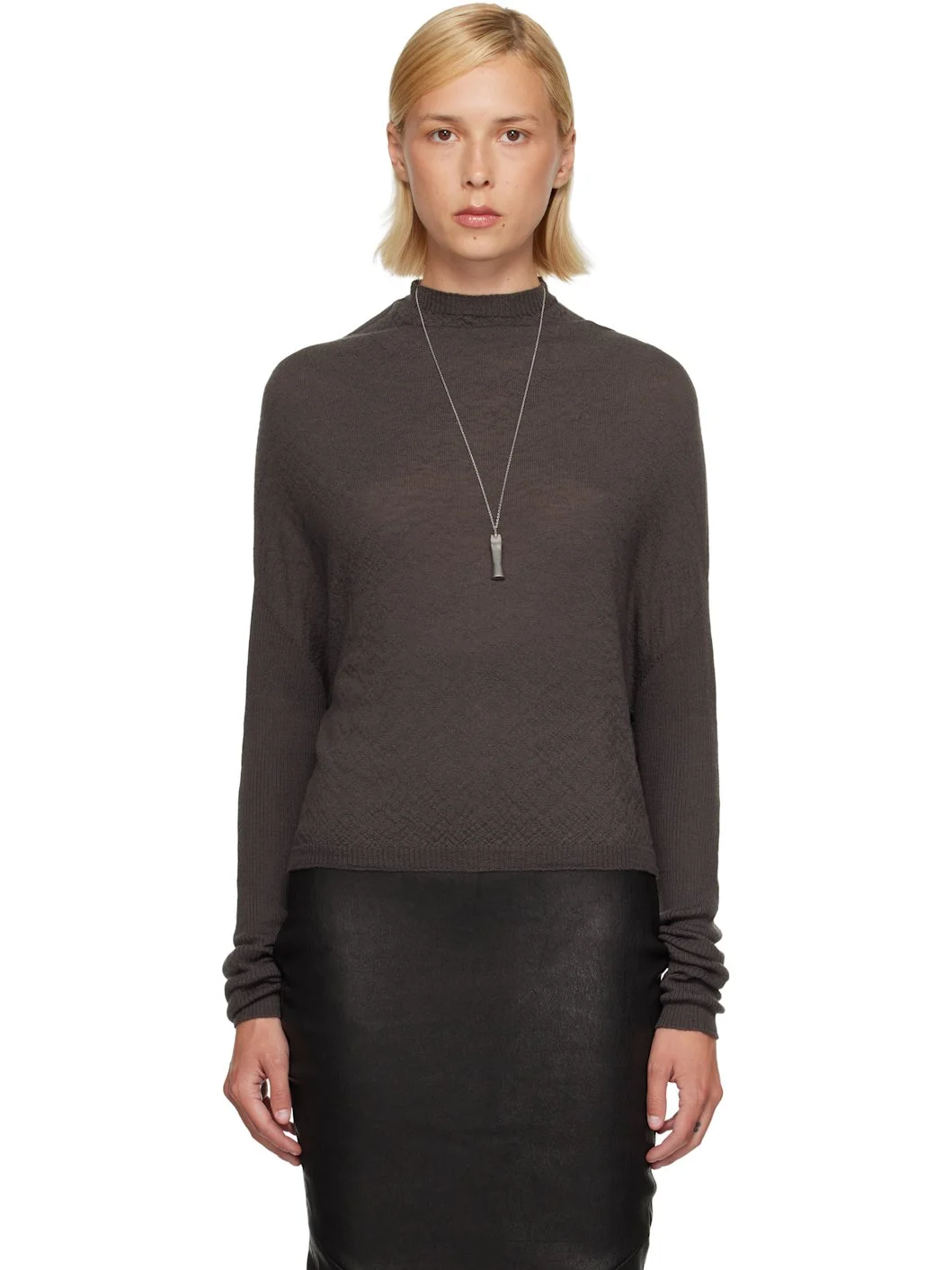 Gray Tower Crater Knit Sweater - 1