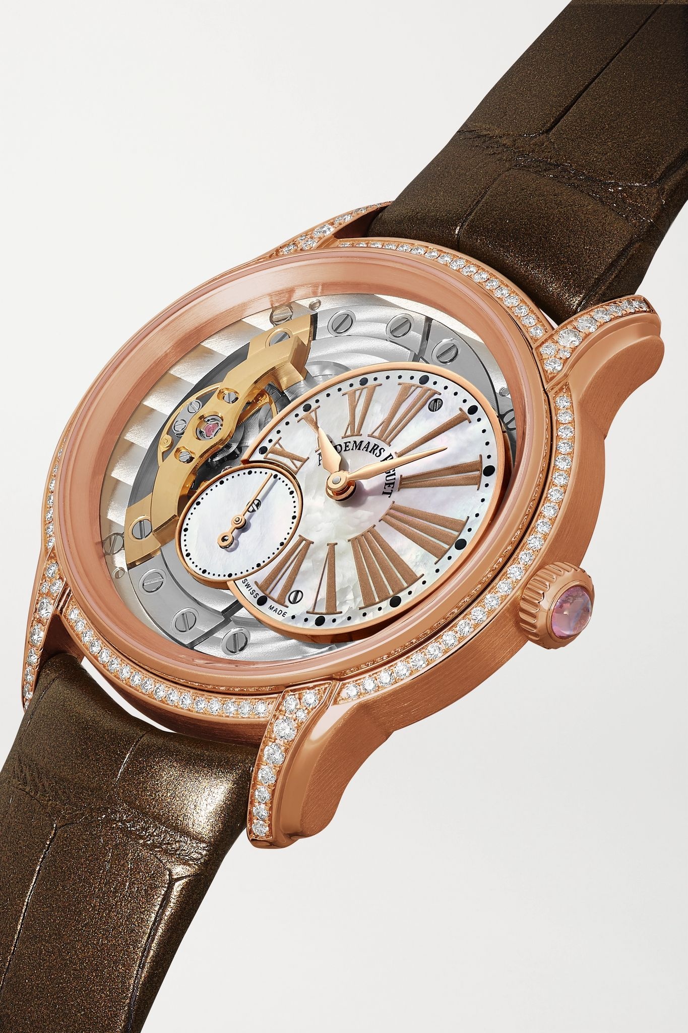 Millenary 39.5mm 18-karat pink gold, alligator, diamond and mother-of-pearl watch - 2