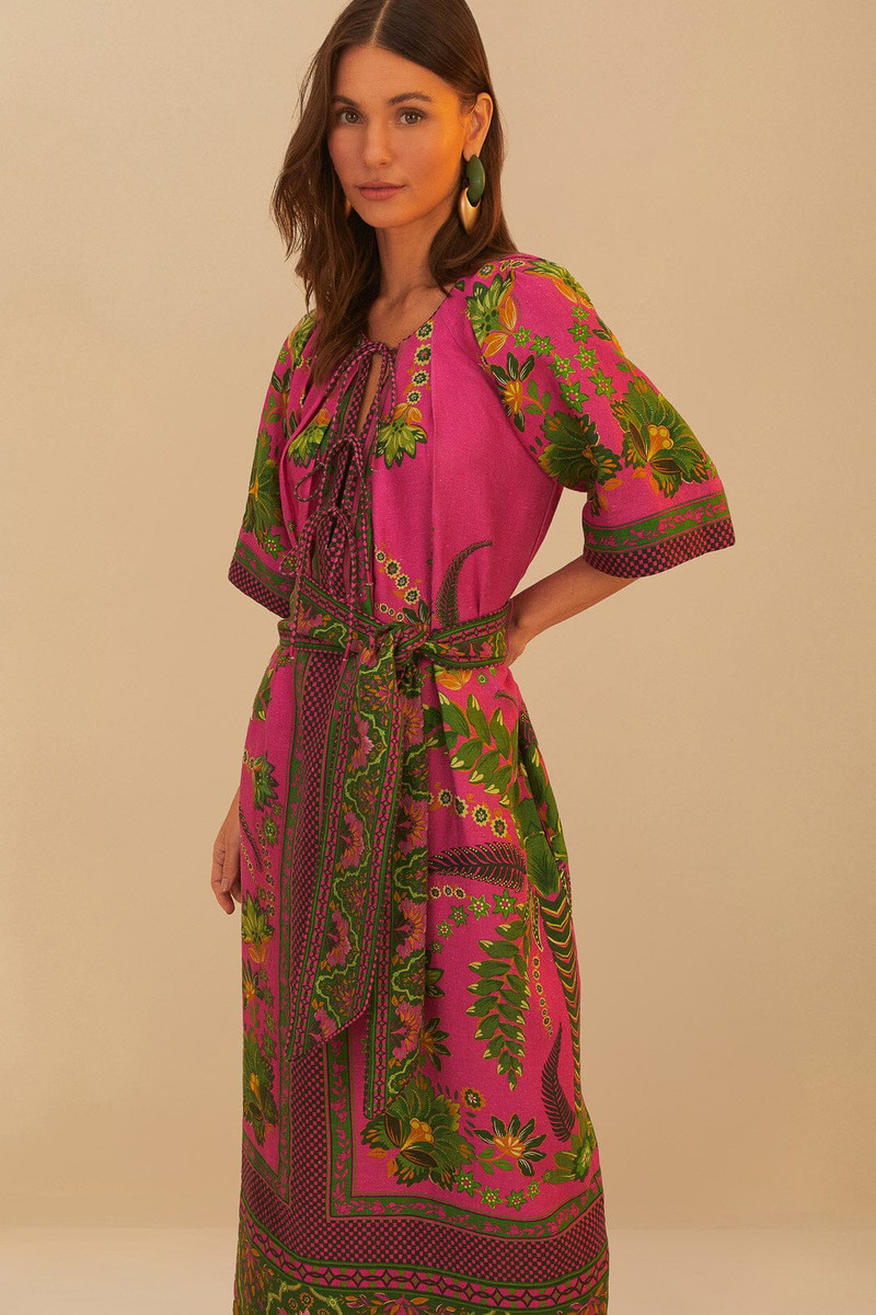 FARM RIO Pink Ana Tapestry Maxi Dress outlook