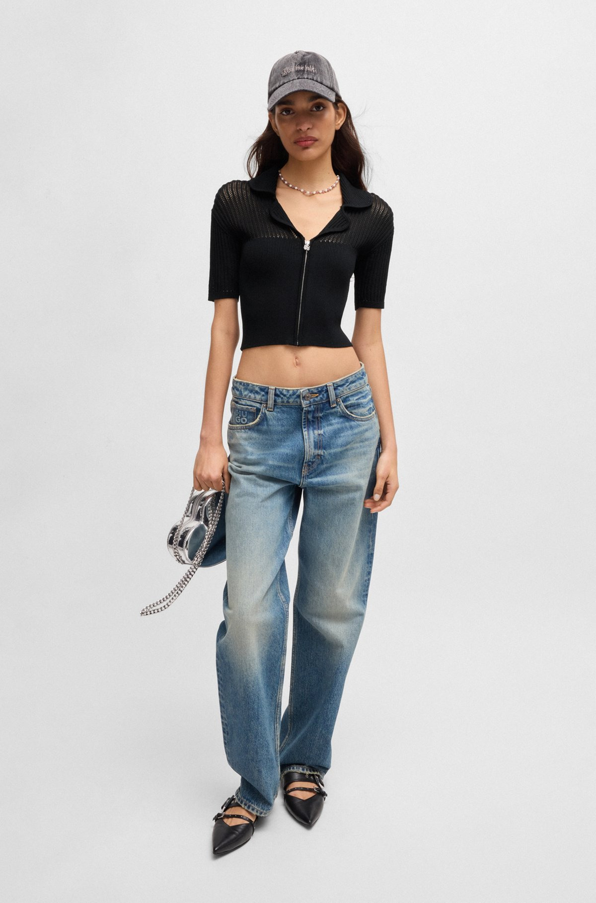CROPPED CARDIGAN WITH SHEER CROCHET STRUCTURE - 3