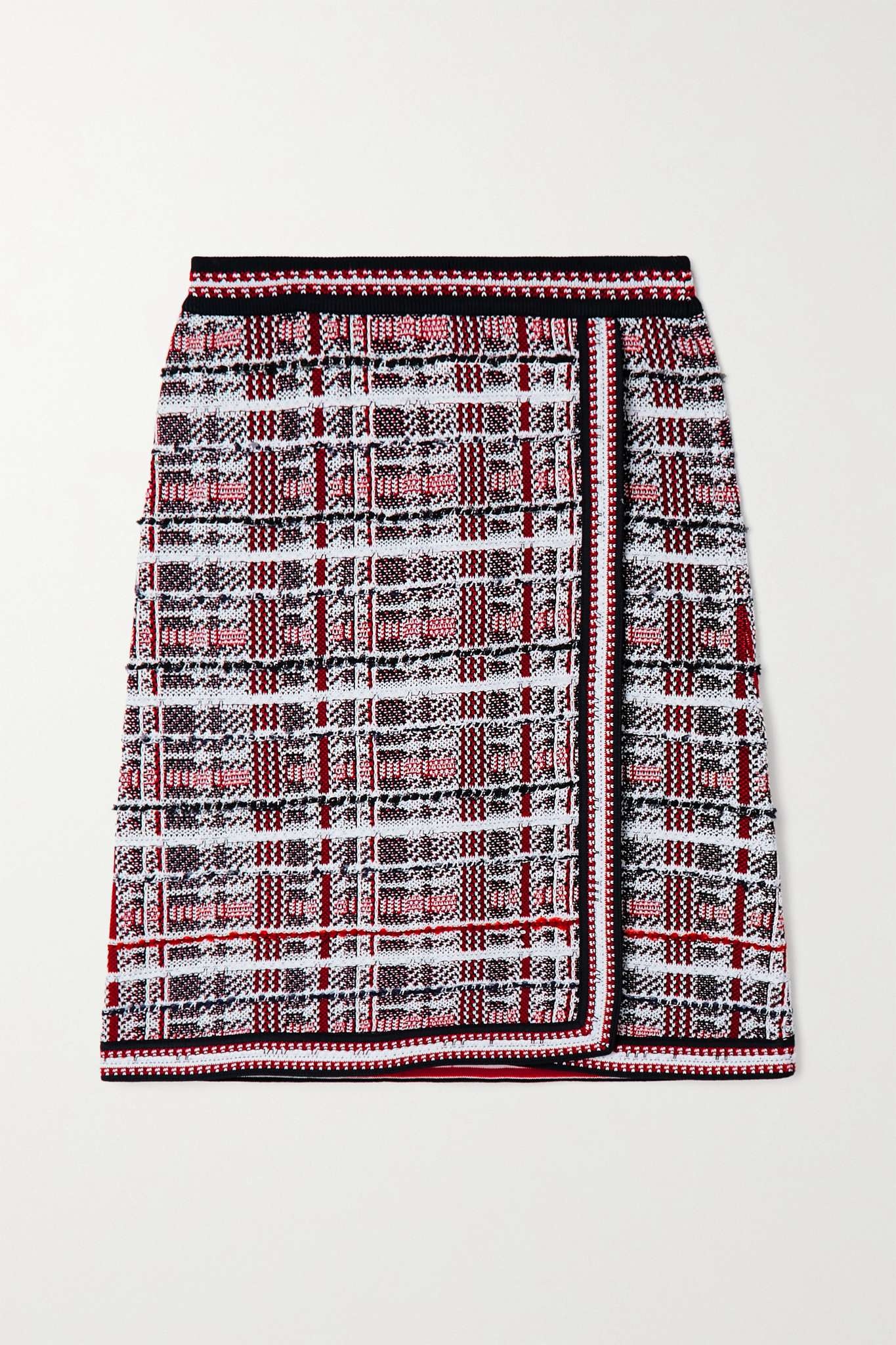 Checked cotton-blend jacquard-knit skirt - 1