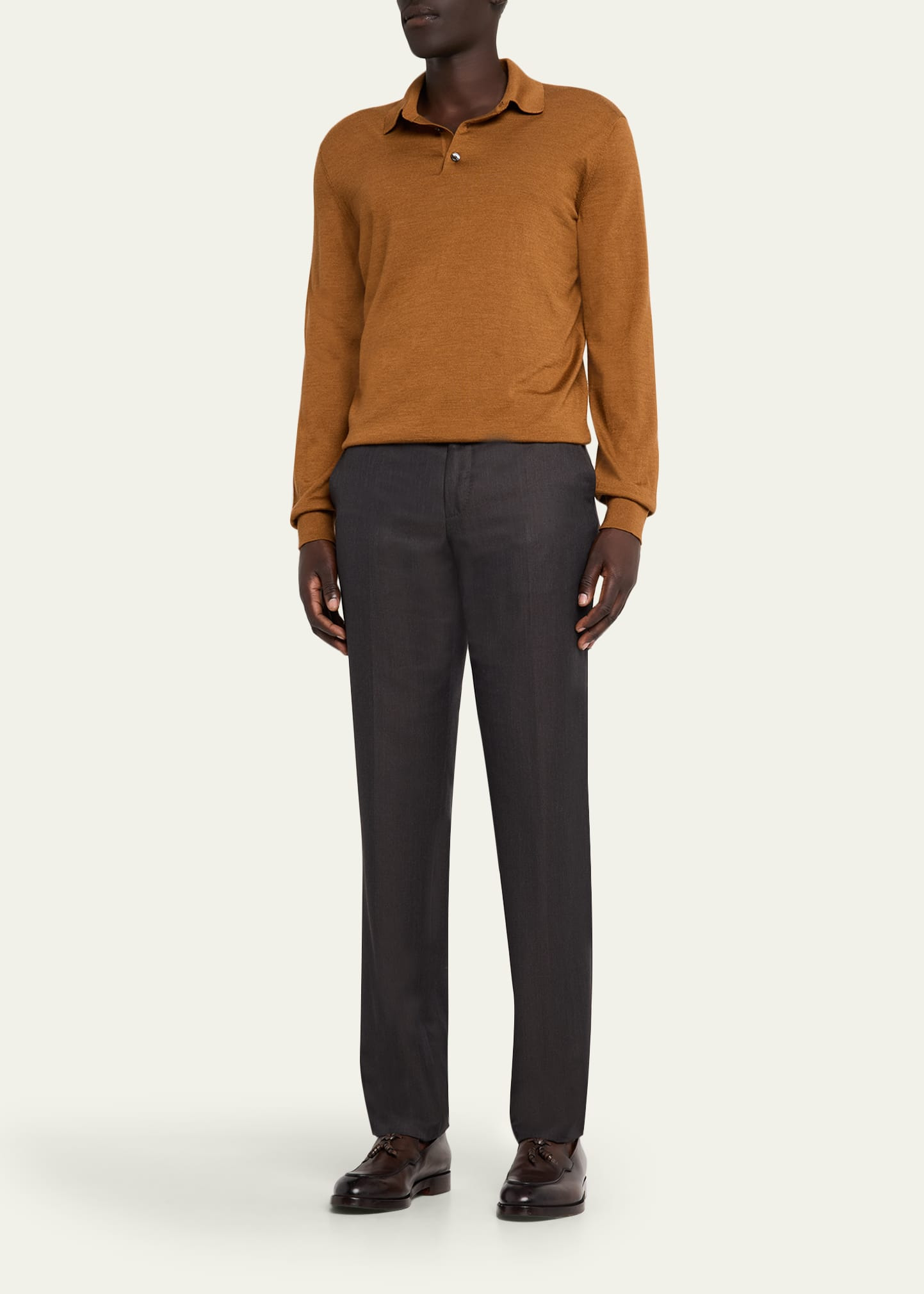 Men's Trofeo Wool Straight Fit Flat-Front Pants - 2