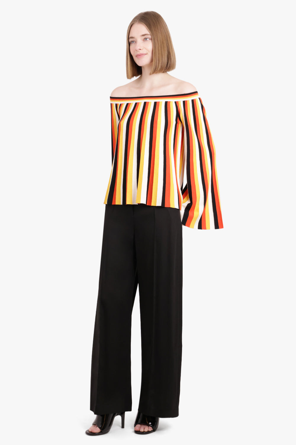 OFF SHOULDER STRIPE KNIT | MULTICOLOUR ORANGE - 3