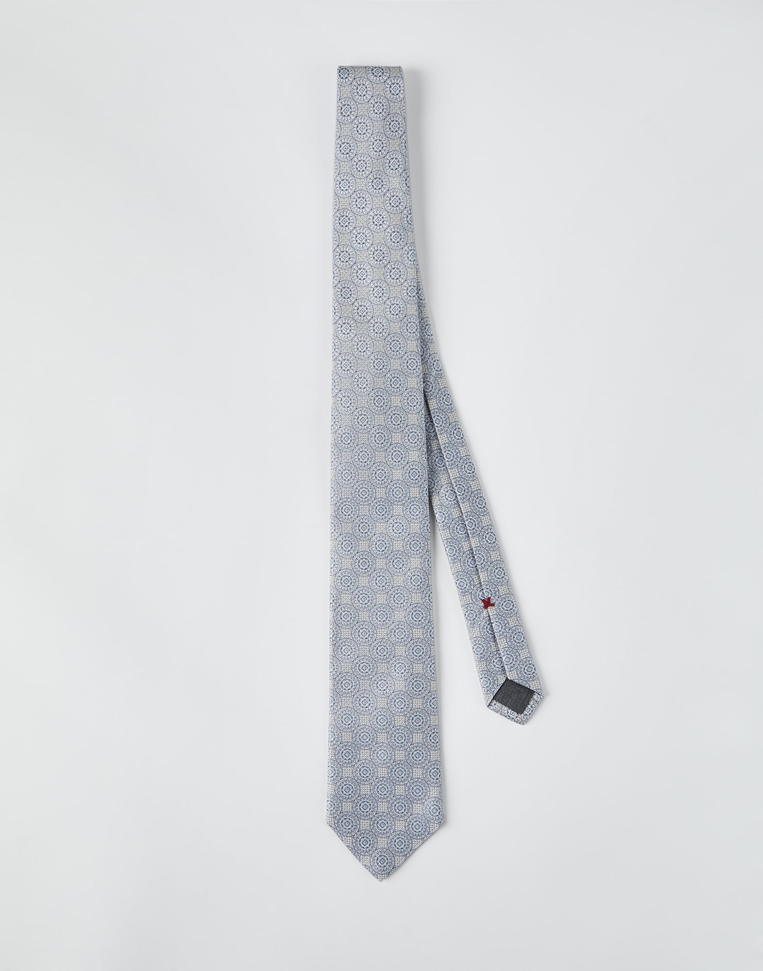 Silk tie with geometric design - 1