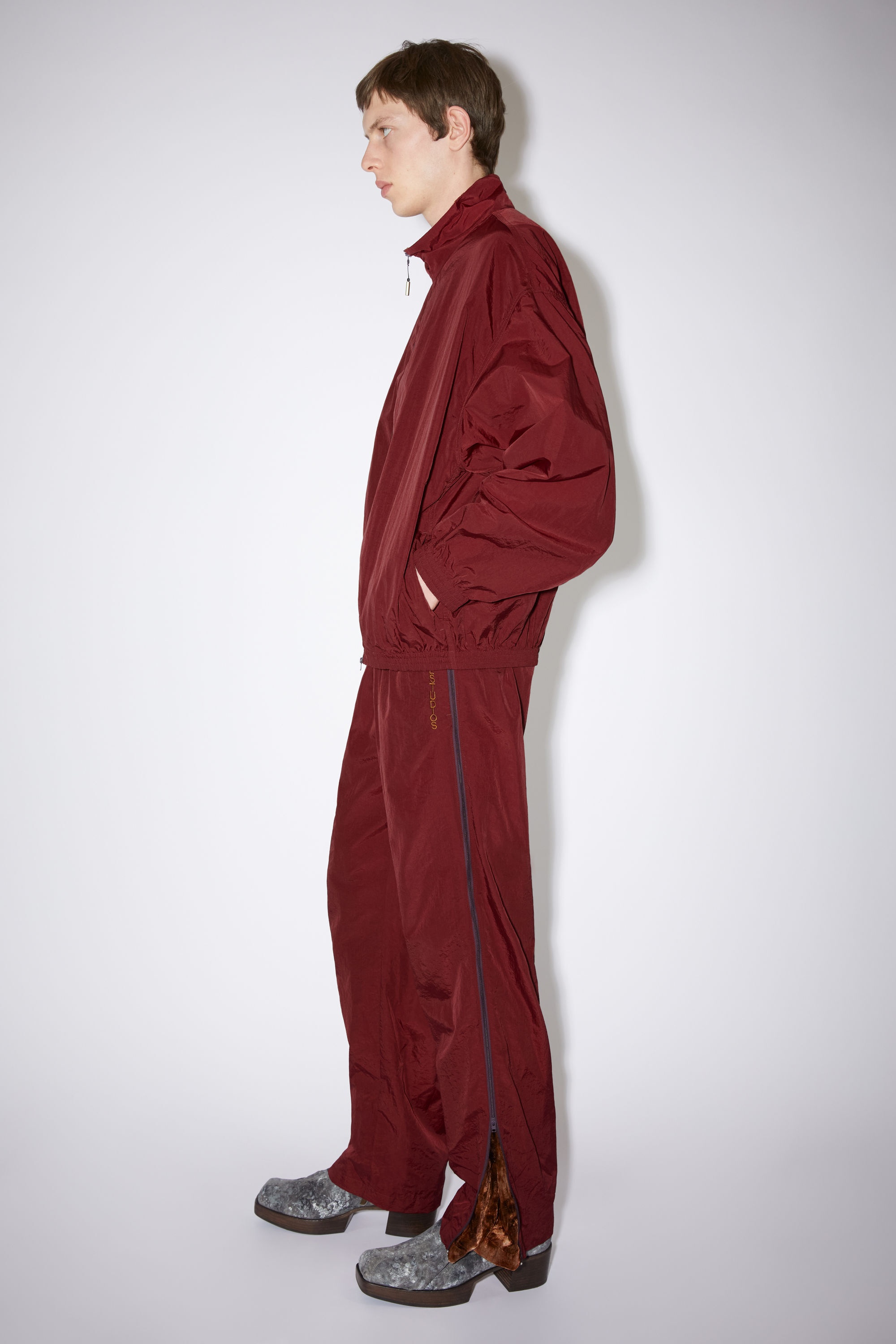 Nylon zippered jacket - Burgundy - 4