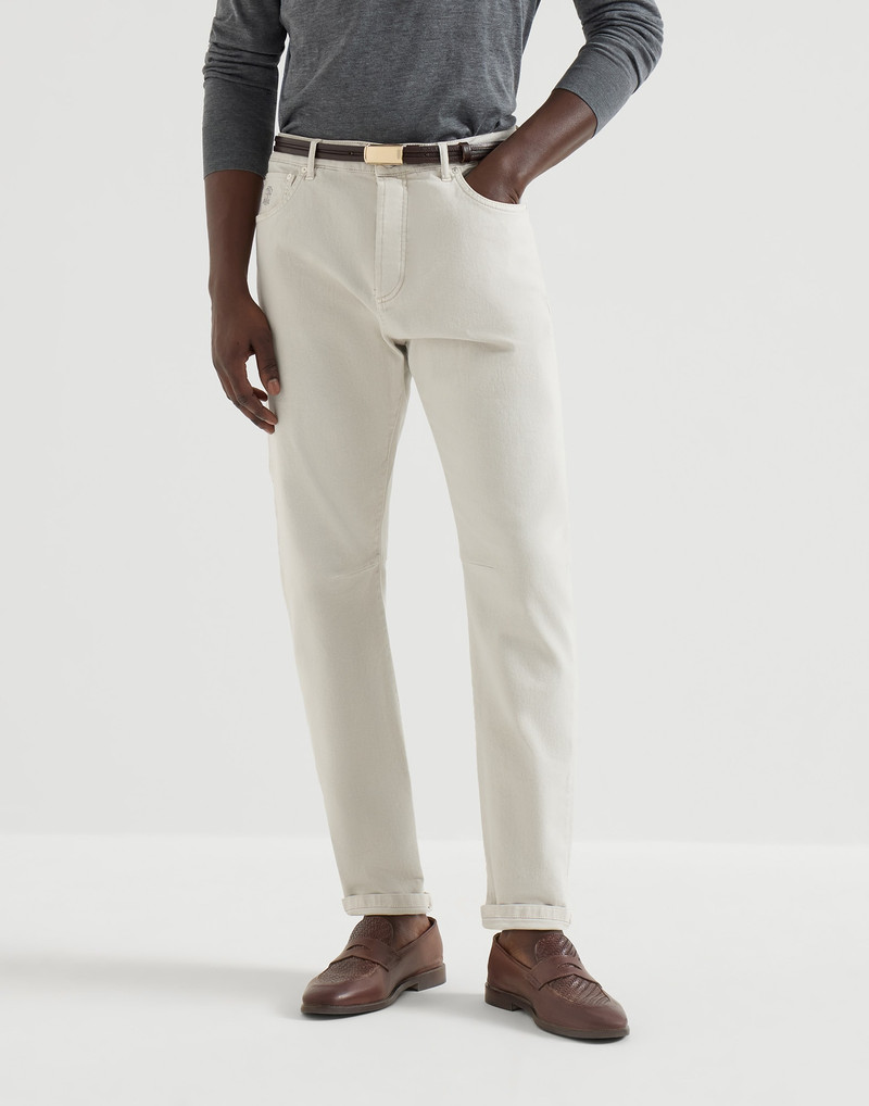 Garment-dyed five-pocket trousers in comfort denim 2