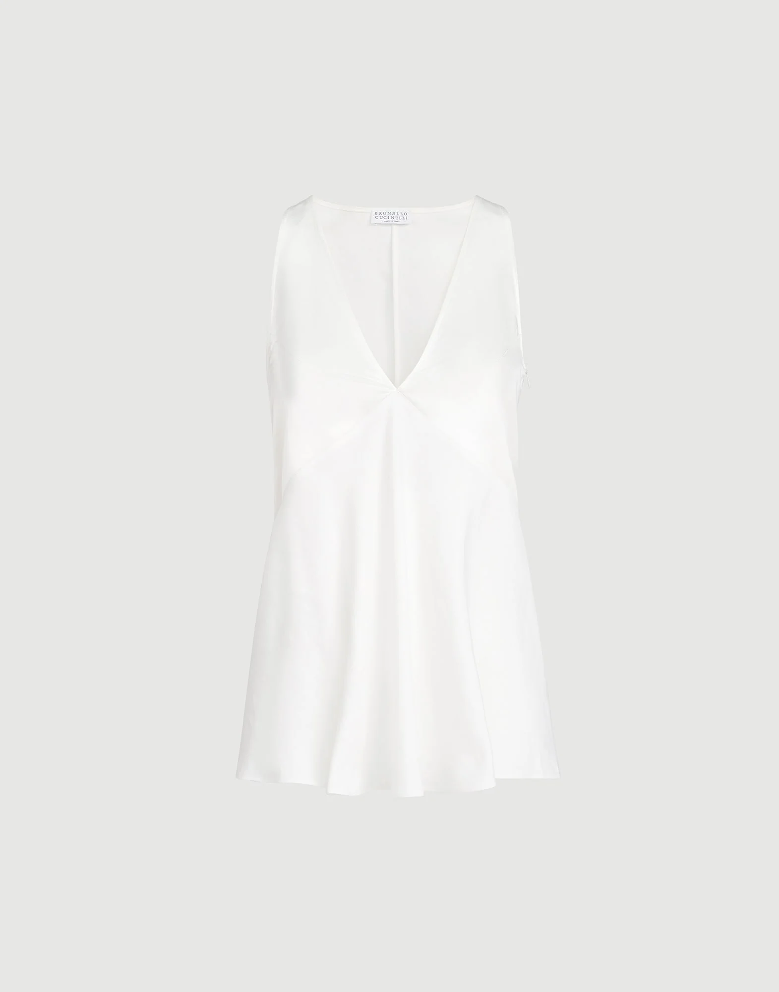 Cotton and silk satin top with fluid twill panel - 1