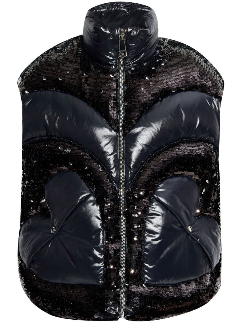 sequin-embellished puffer gilet 1