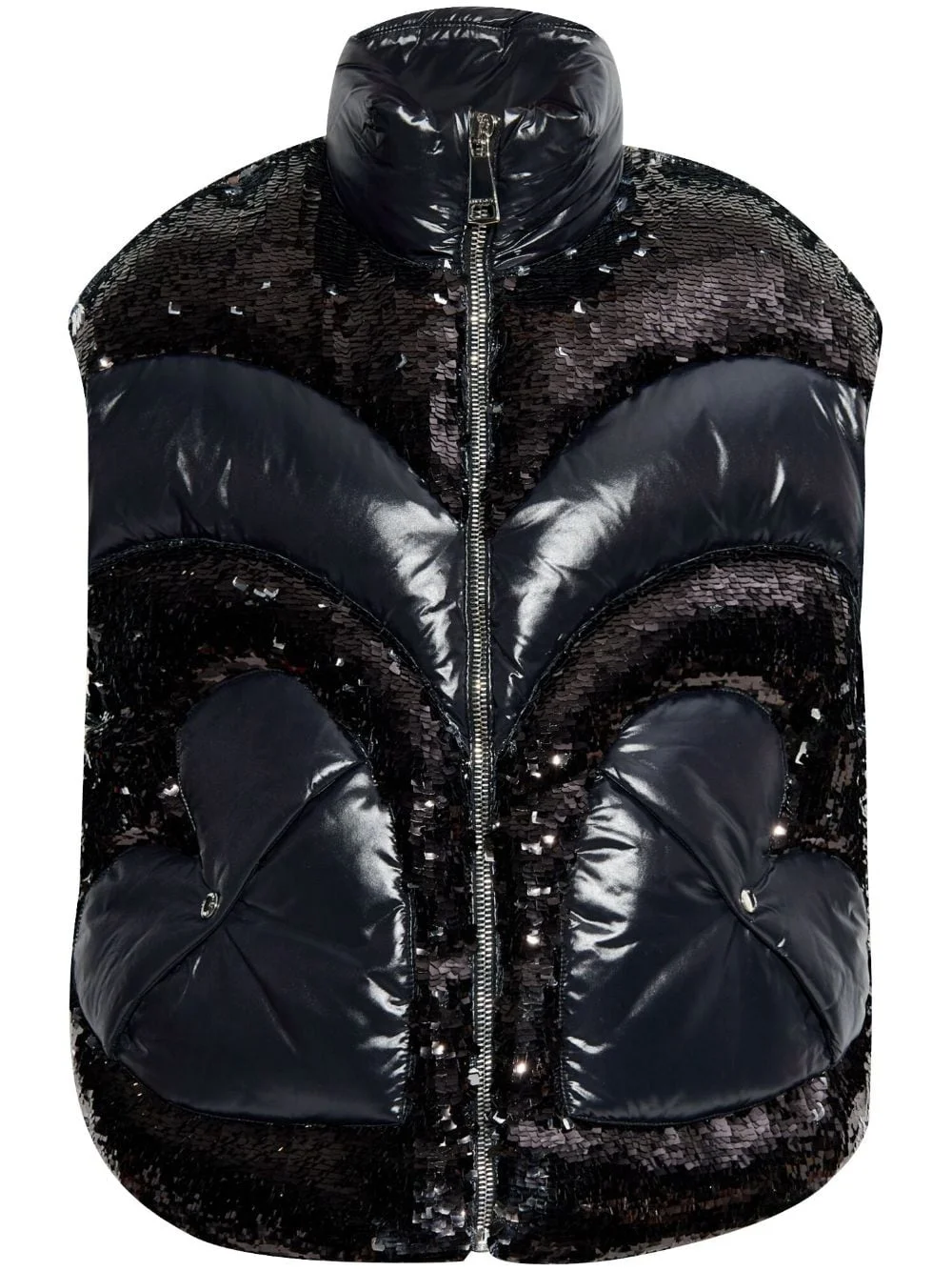 sequin-embellished puffer gilet - 1